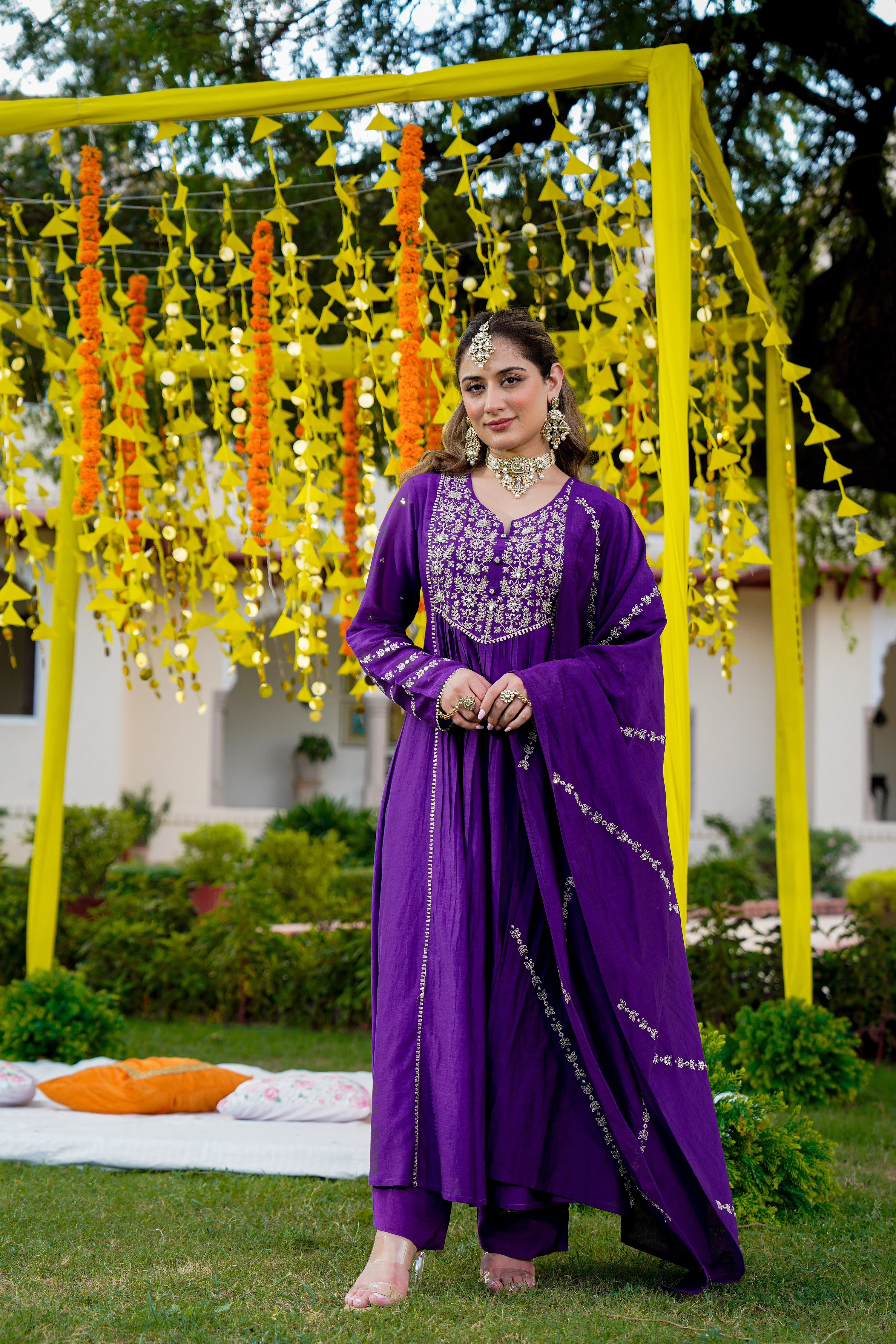 Royal Zari Purple Suit Set - Image 6