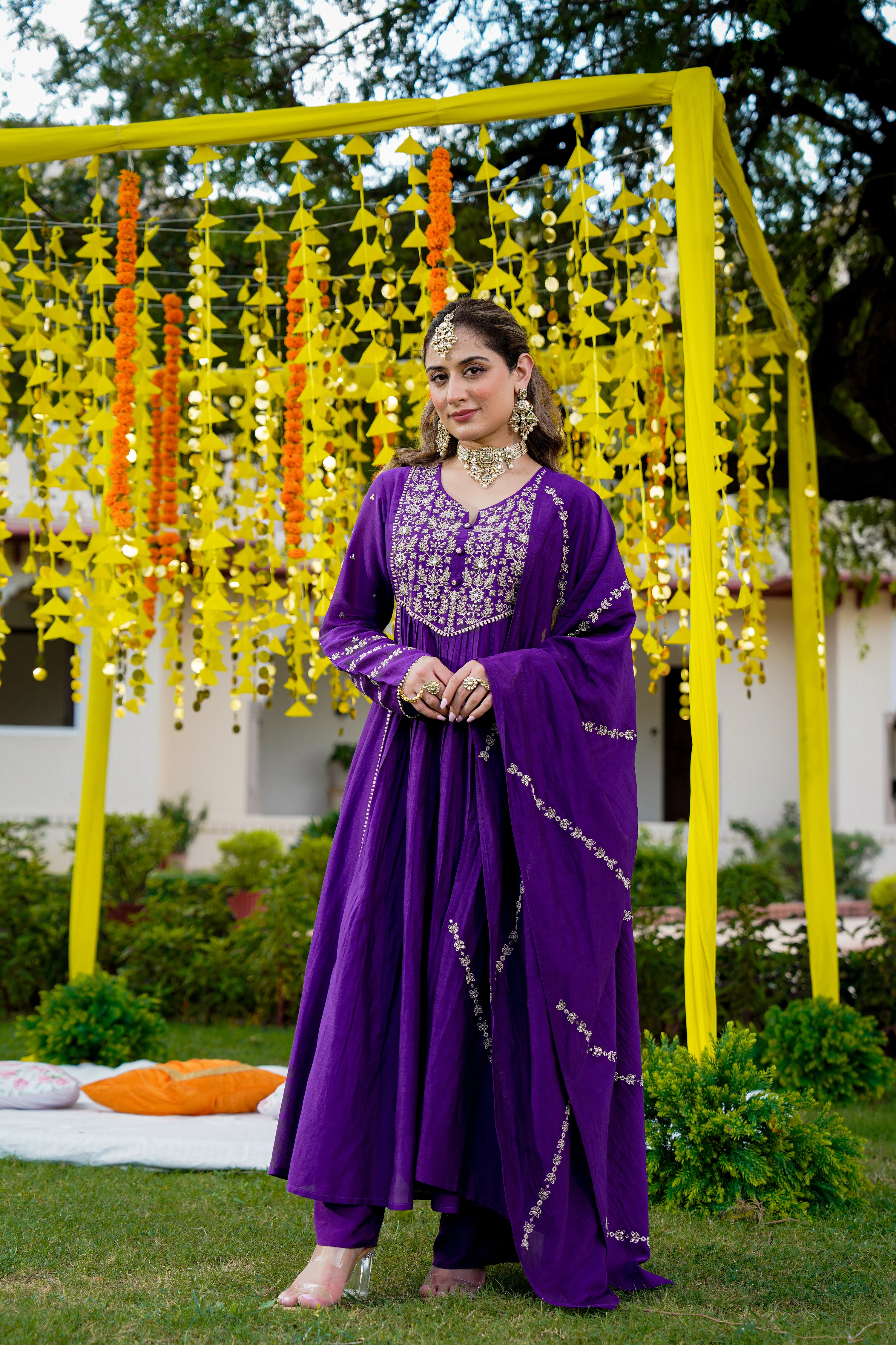 Royal Zari Purple Suit Set - Image 7