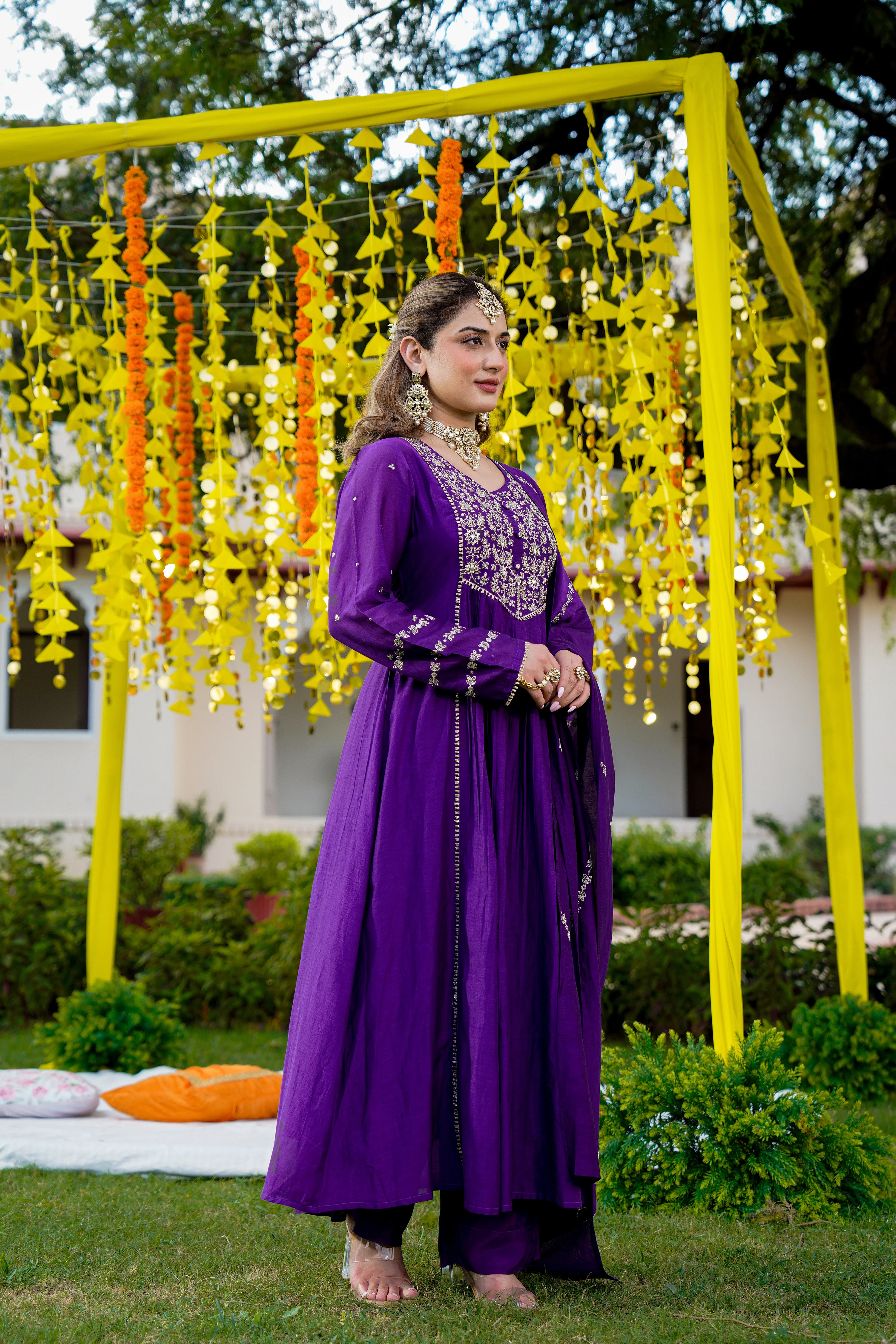 Royal Zari Purple Suit Set - Image 8