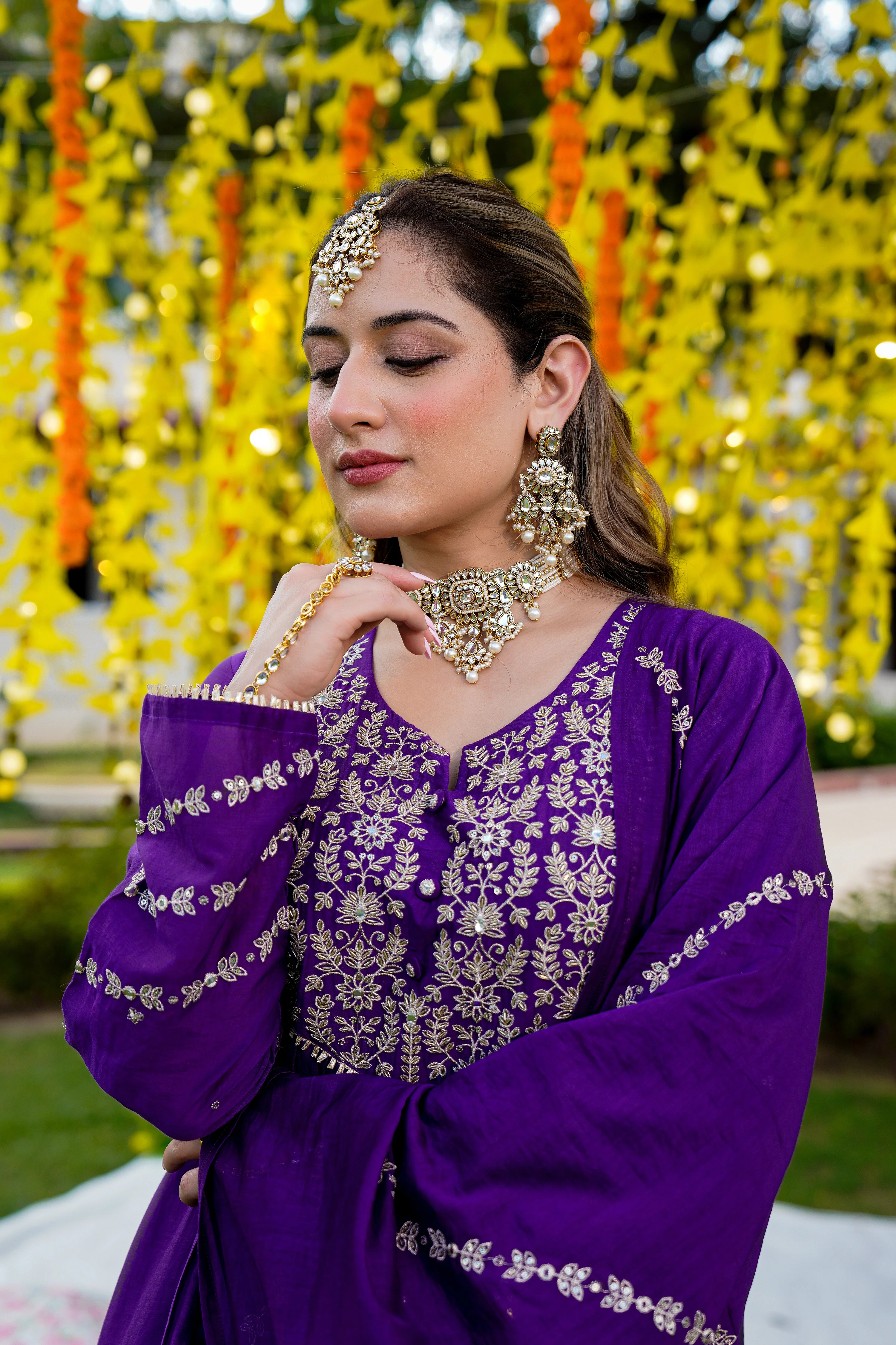 Royal Zari Purple Suit Set - Image 9