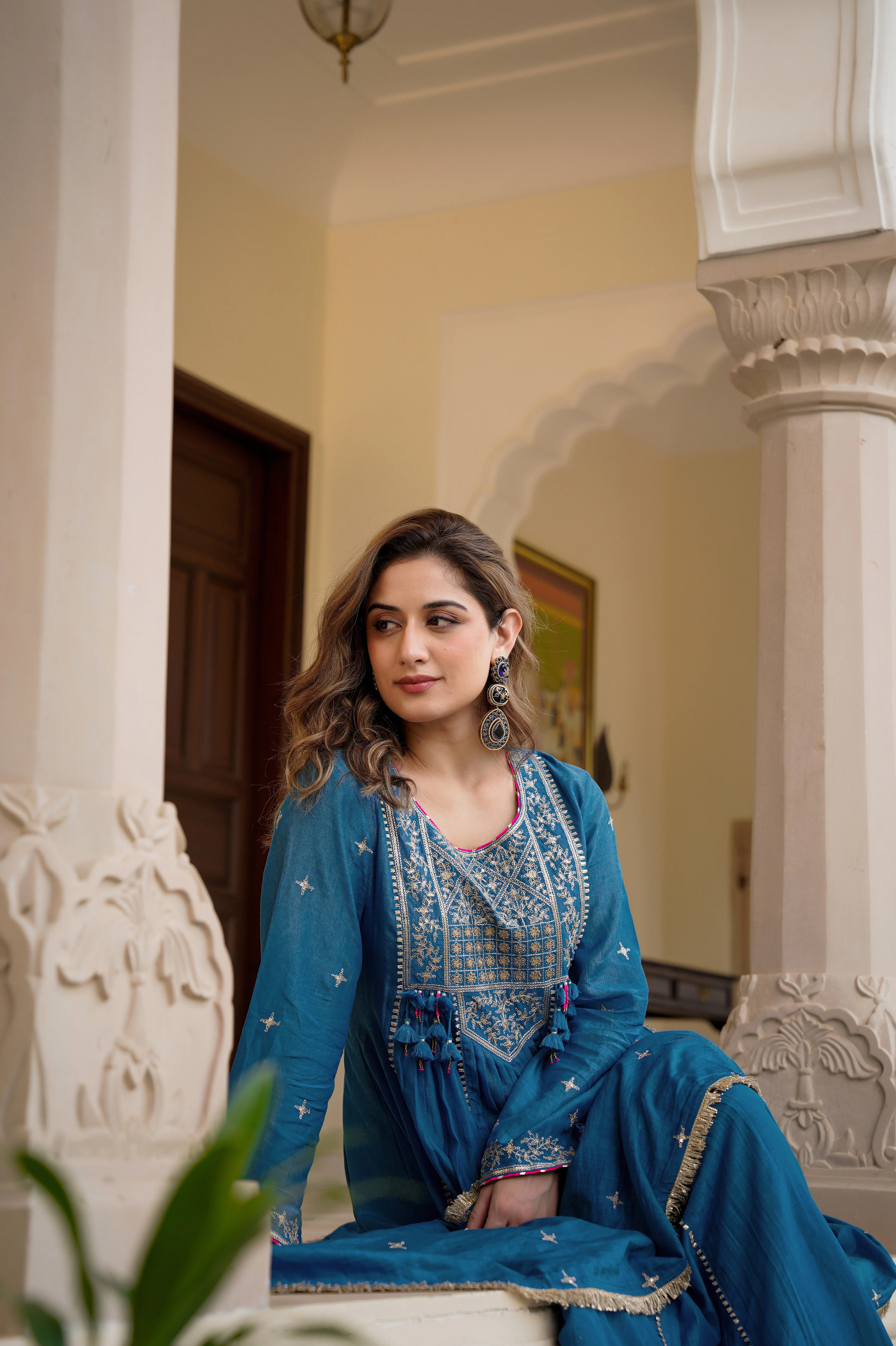 Blue Mehfil Embroidered Set - Image 13