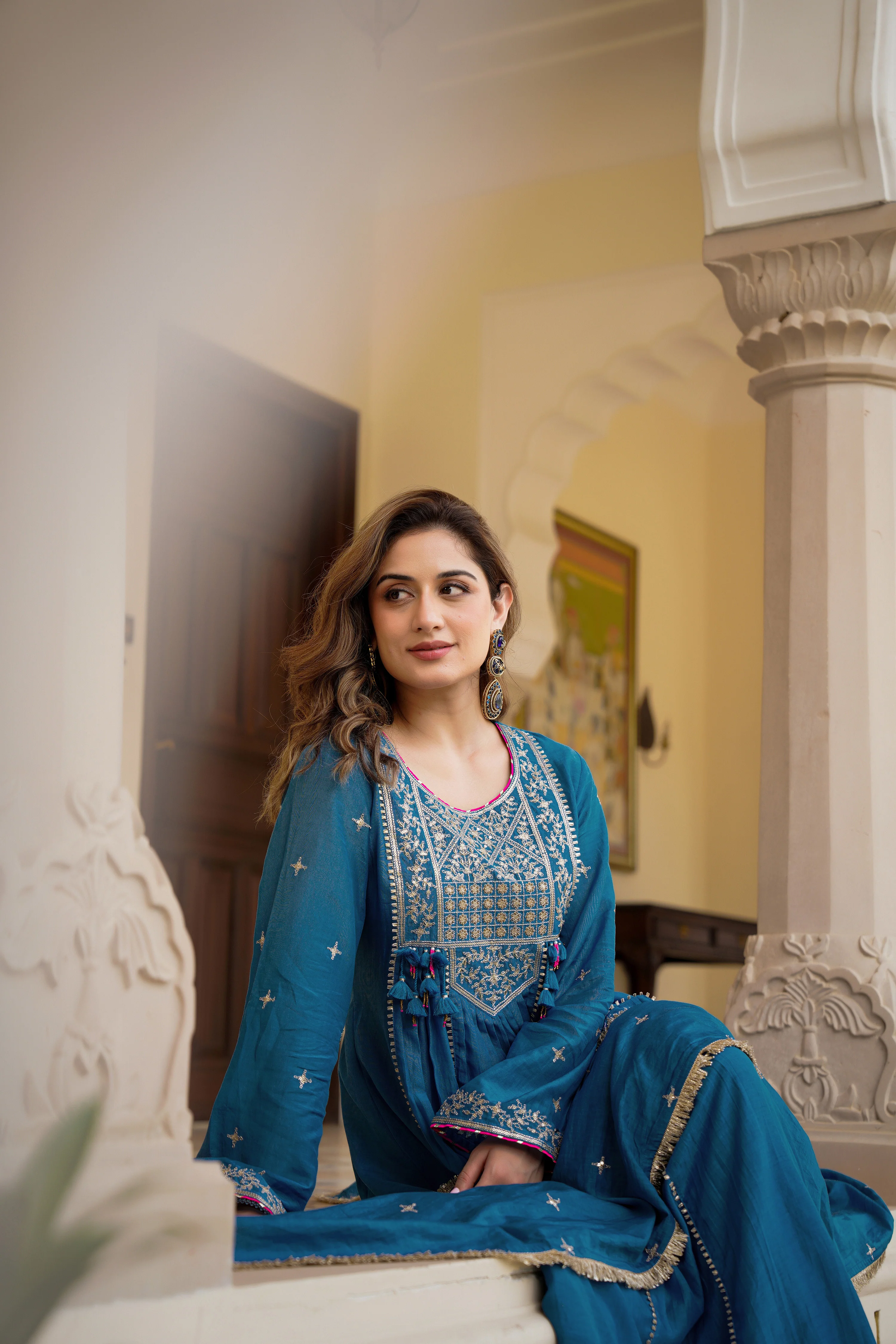 Blue Mehfil Embroidered Set - Image 14