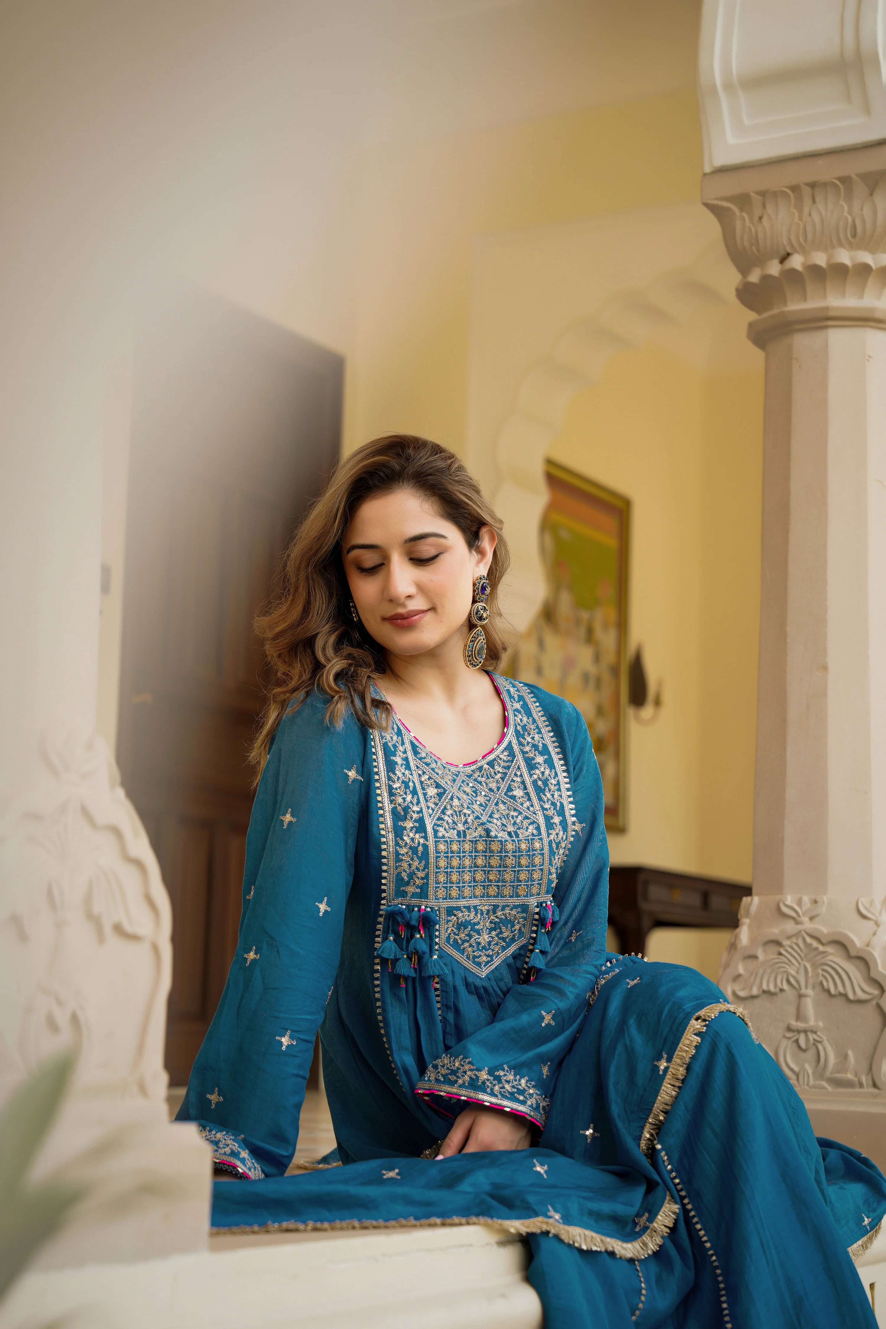 Blue Mehfil Embroidered Set - Image 15
