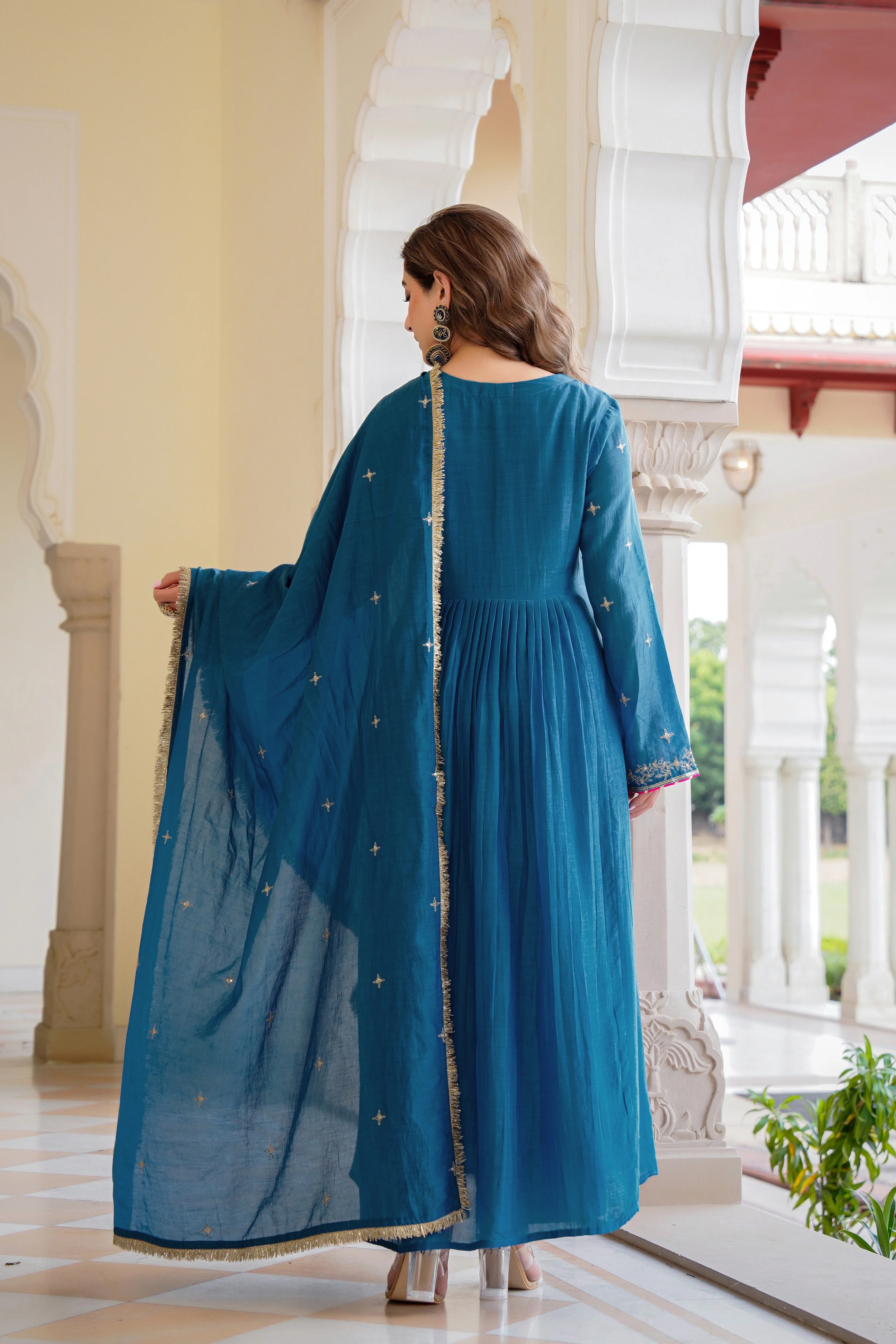 Blue Mehfil Embroidered Set - Image 16