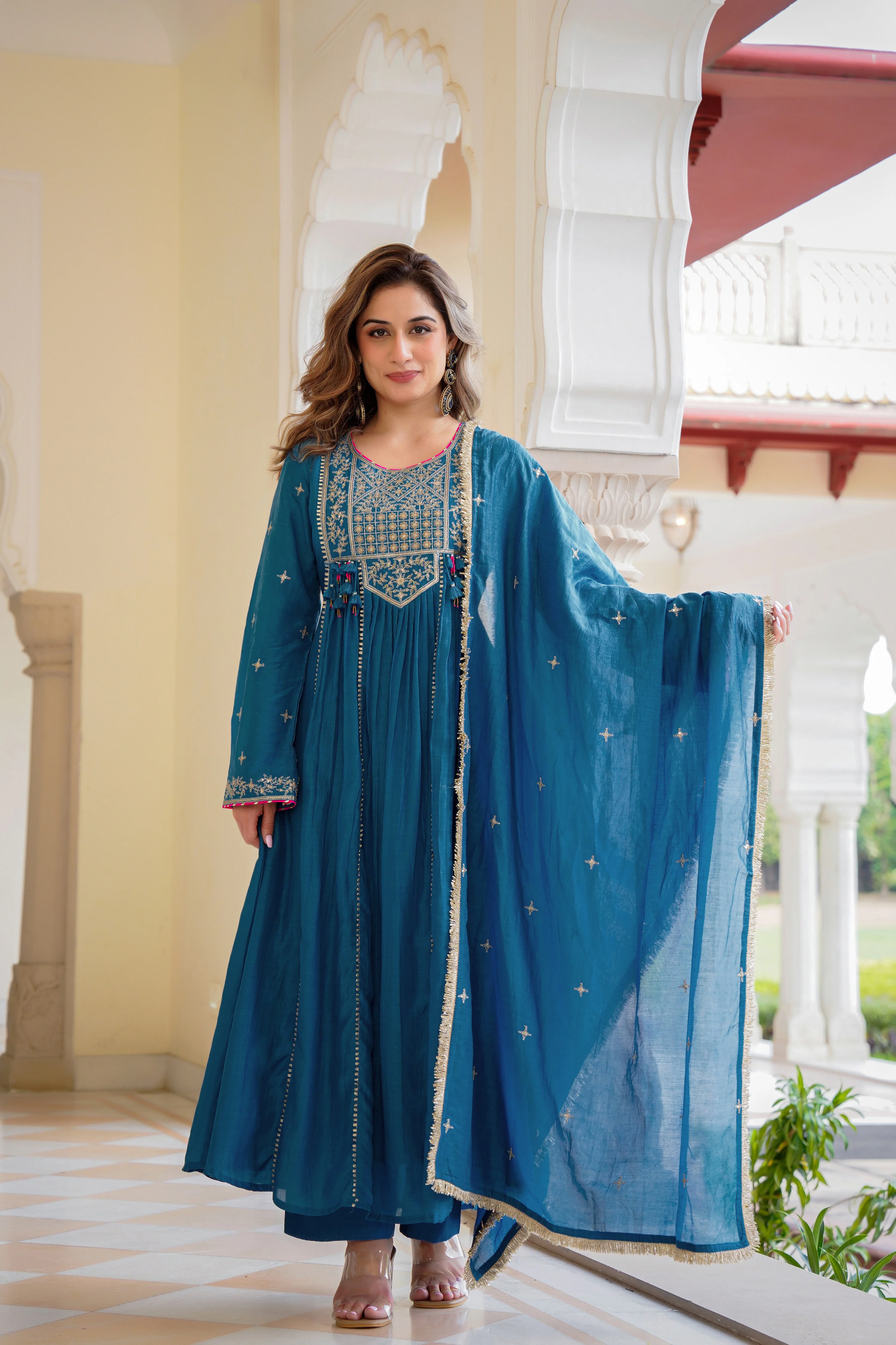 Blue Mehfil Embroidered Set - Image 2