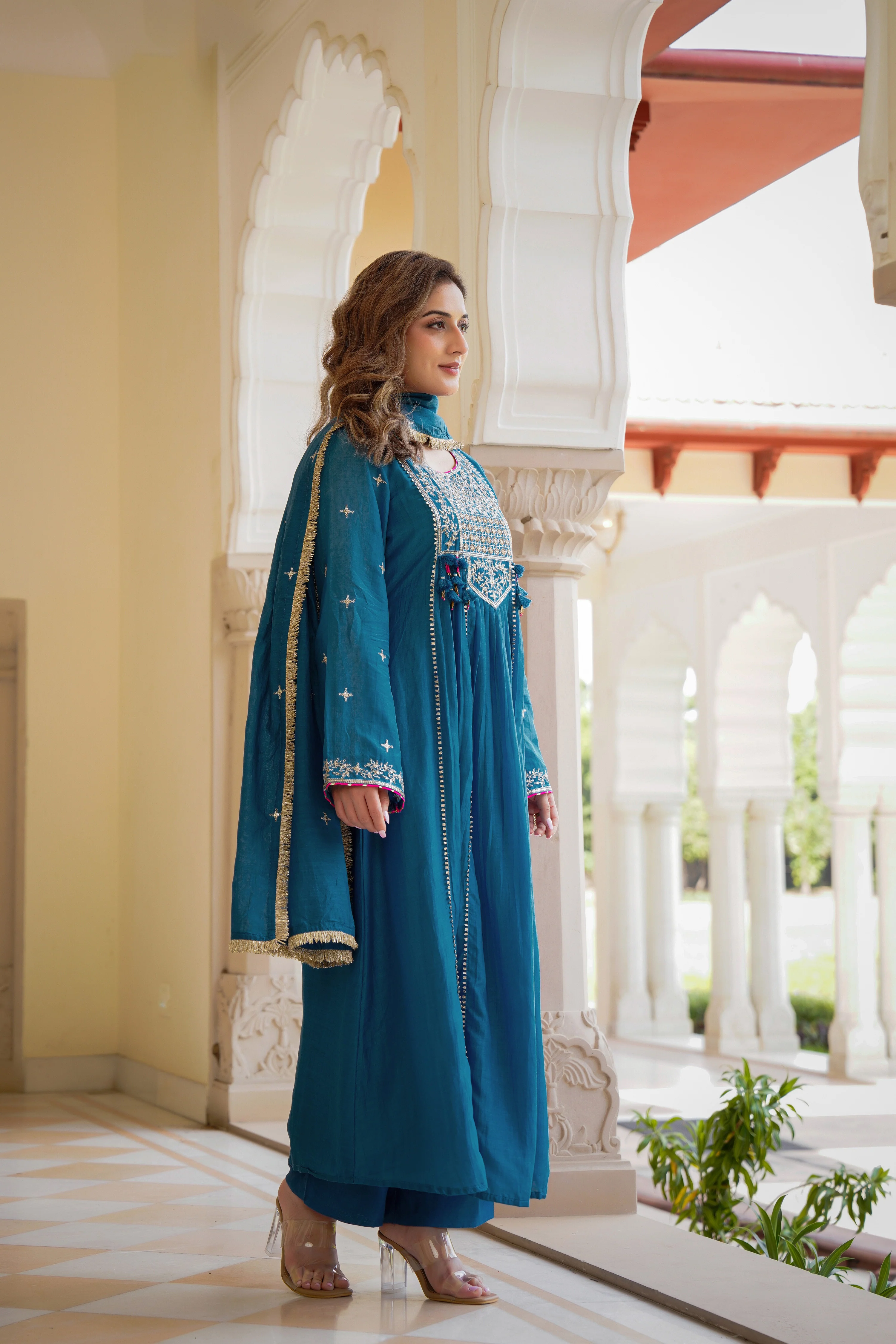Blue Mehfil Embroidered Set - Image 5