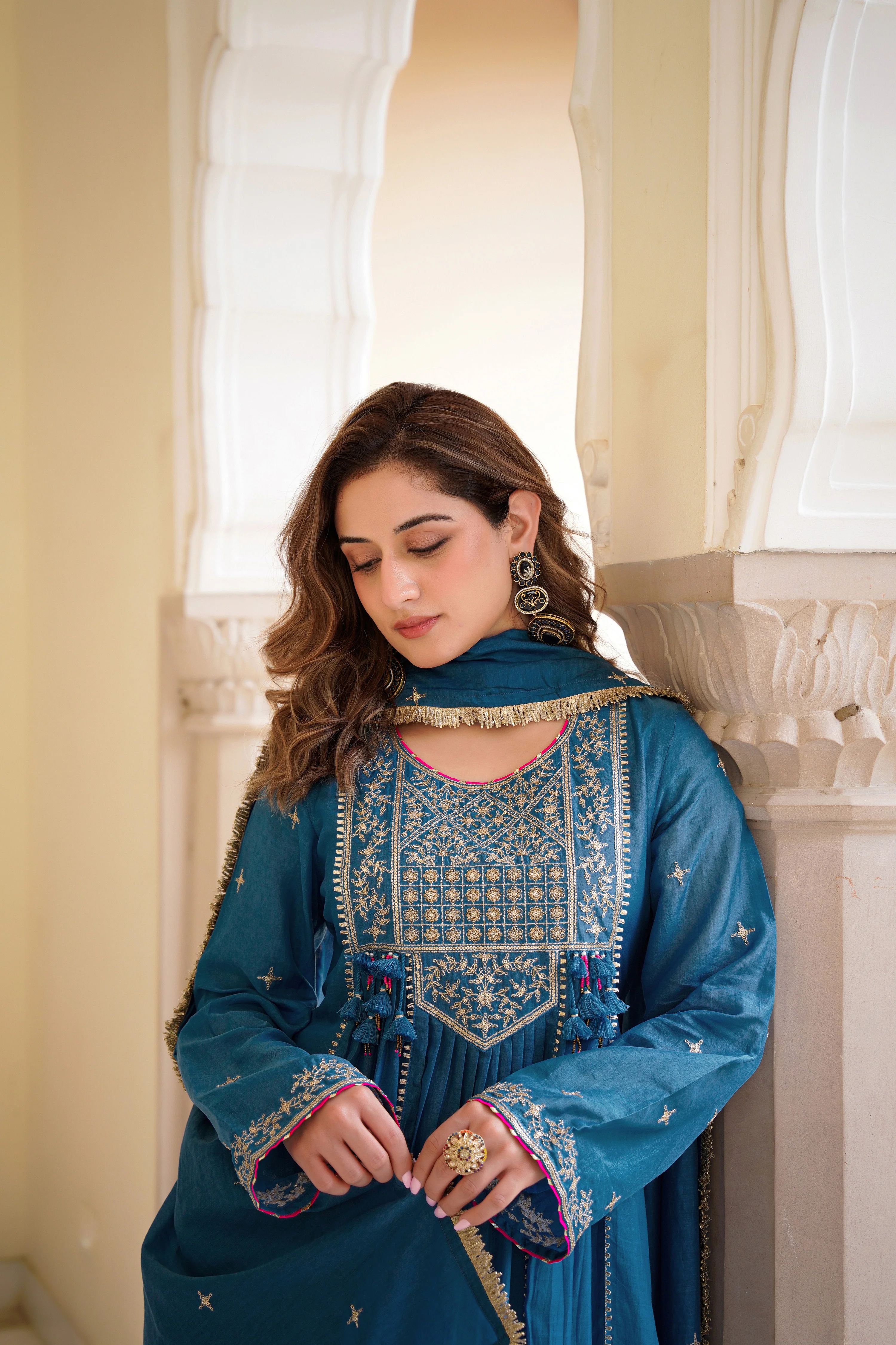 Blue Mehfil Embroidered Set - Image 6