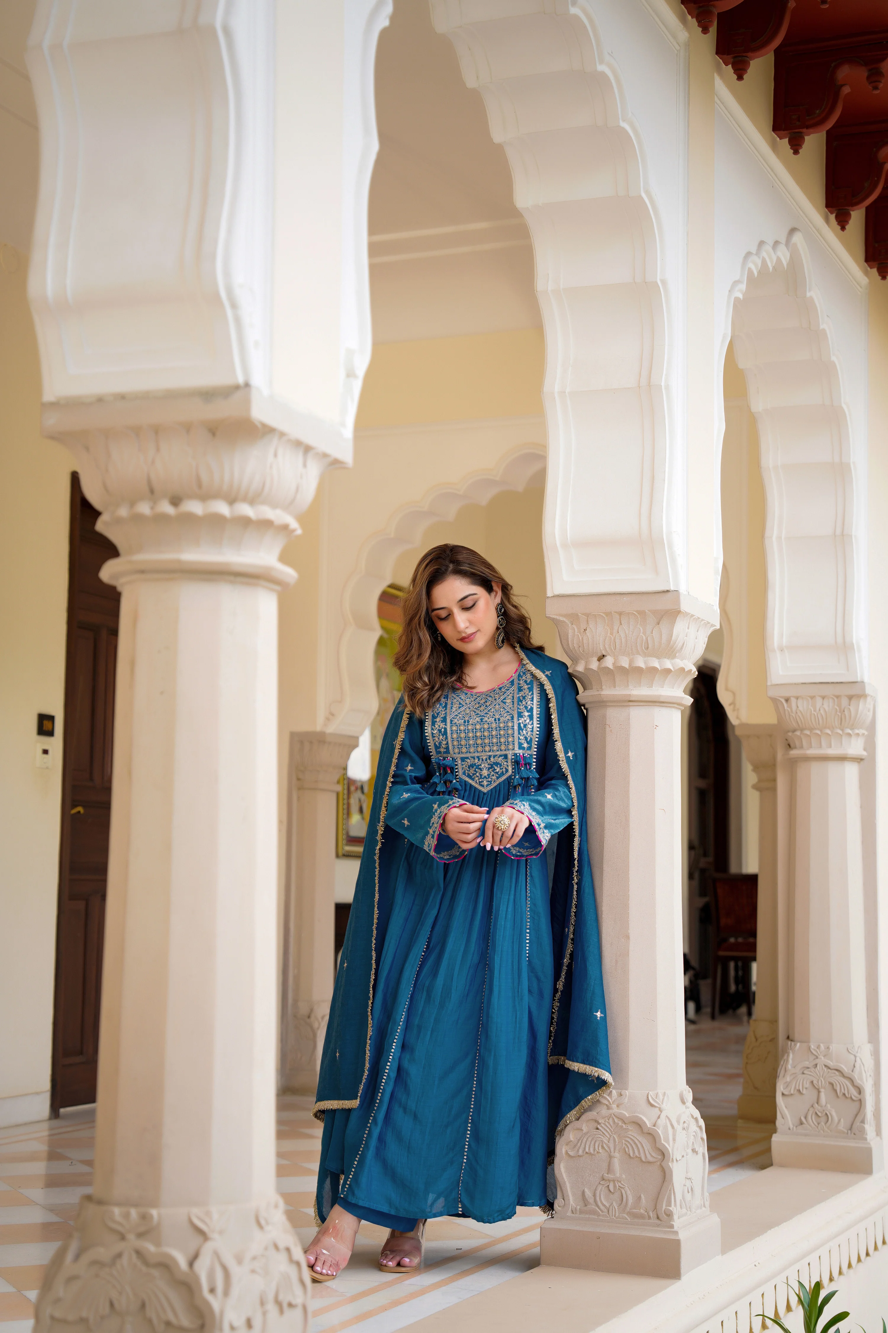 Blue Mehfil Embroidered Set - Image 7