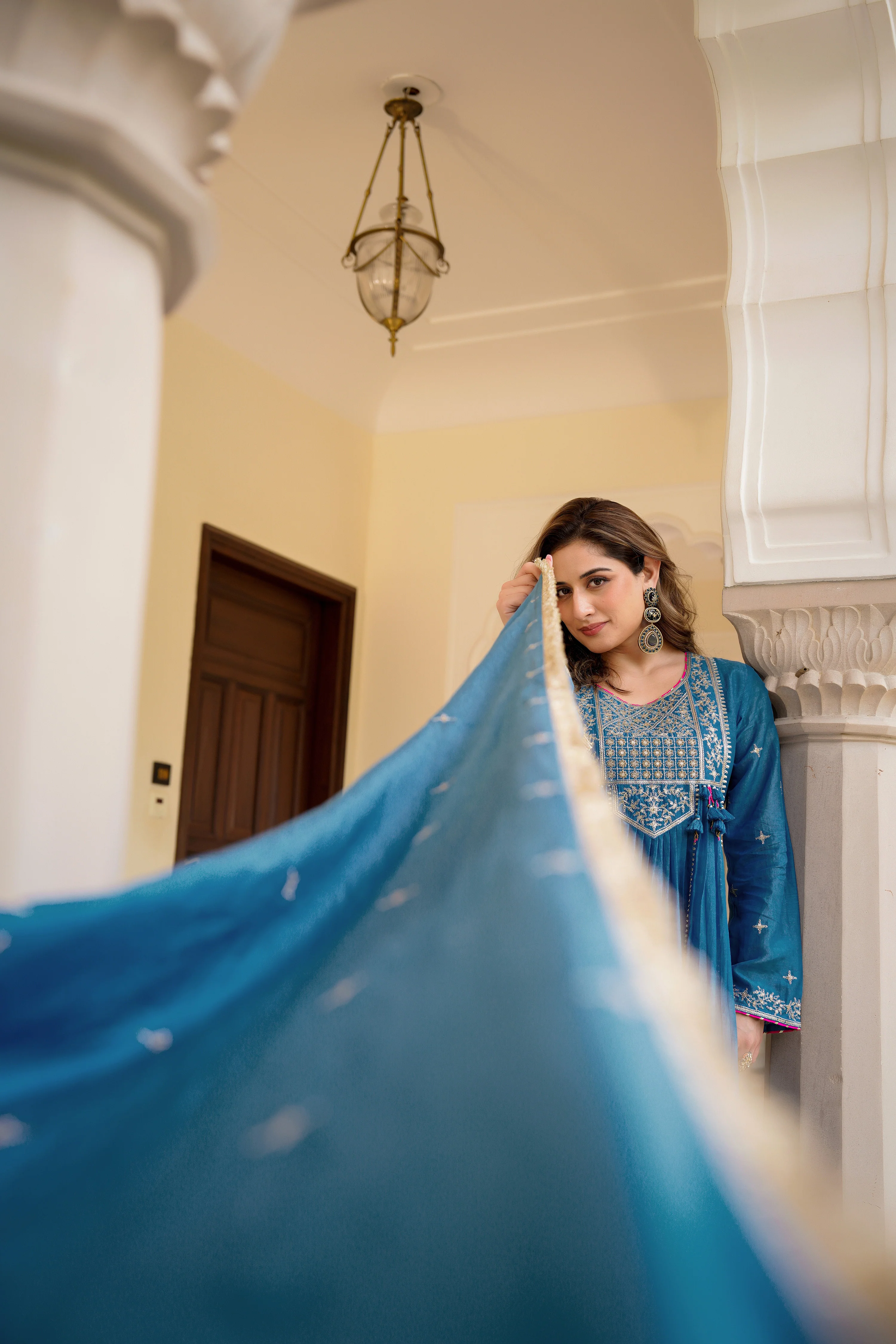 Blue Mehfil Embroidered Set - Image 9