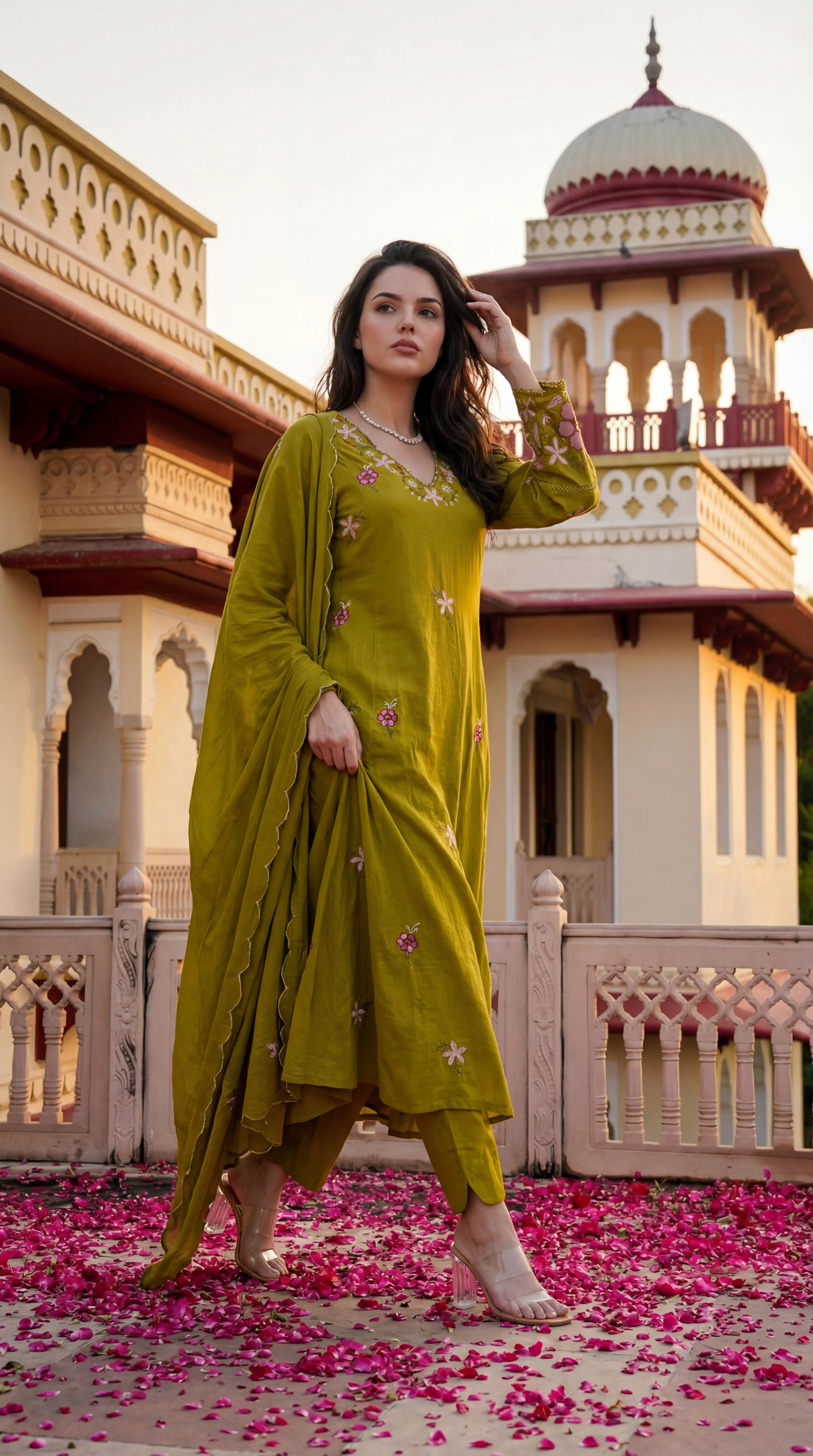 Olive Blossom Aura Cotton Suit Set - Image 4