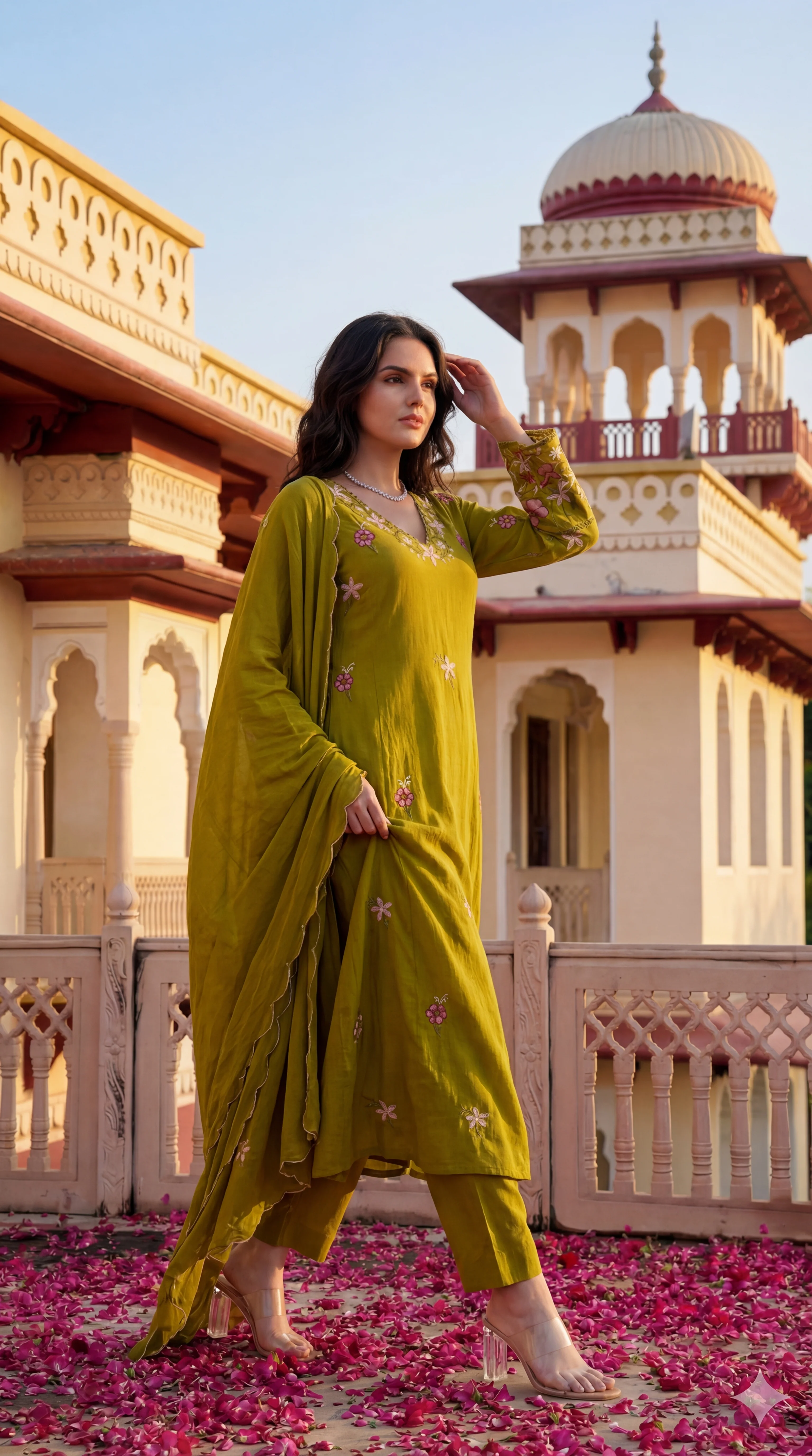 Olive Blossom Aura Cotton Suit Set - Image 5