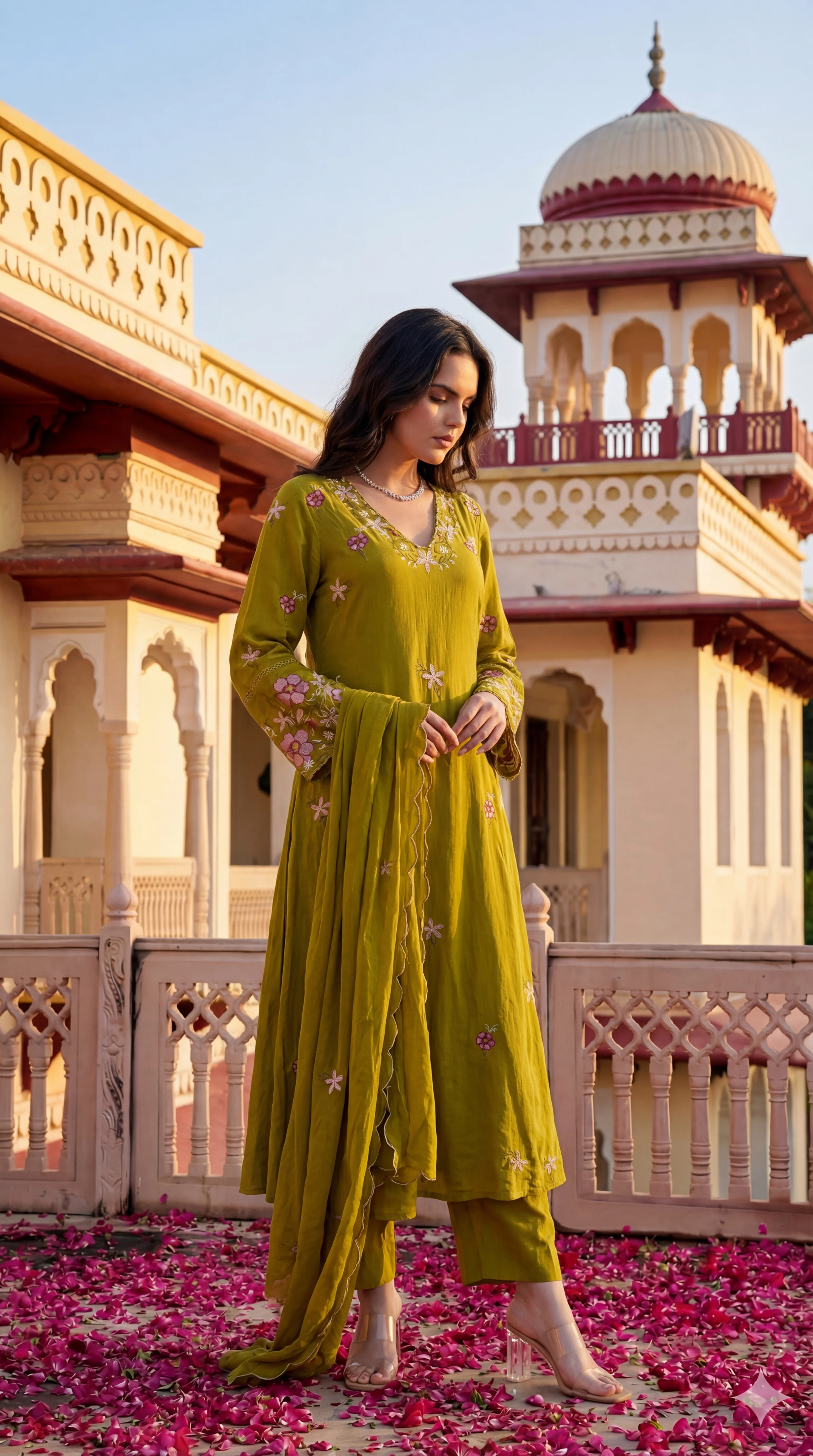 Olive Blossom Aura Cotton Suit Set - Image 6