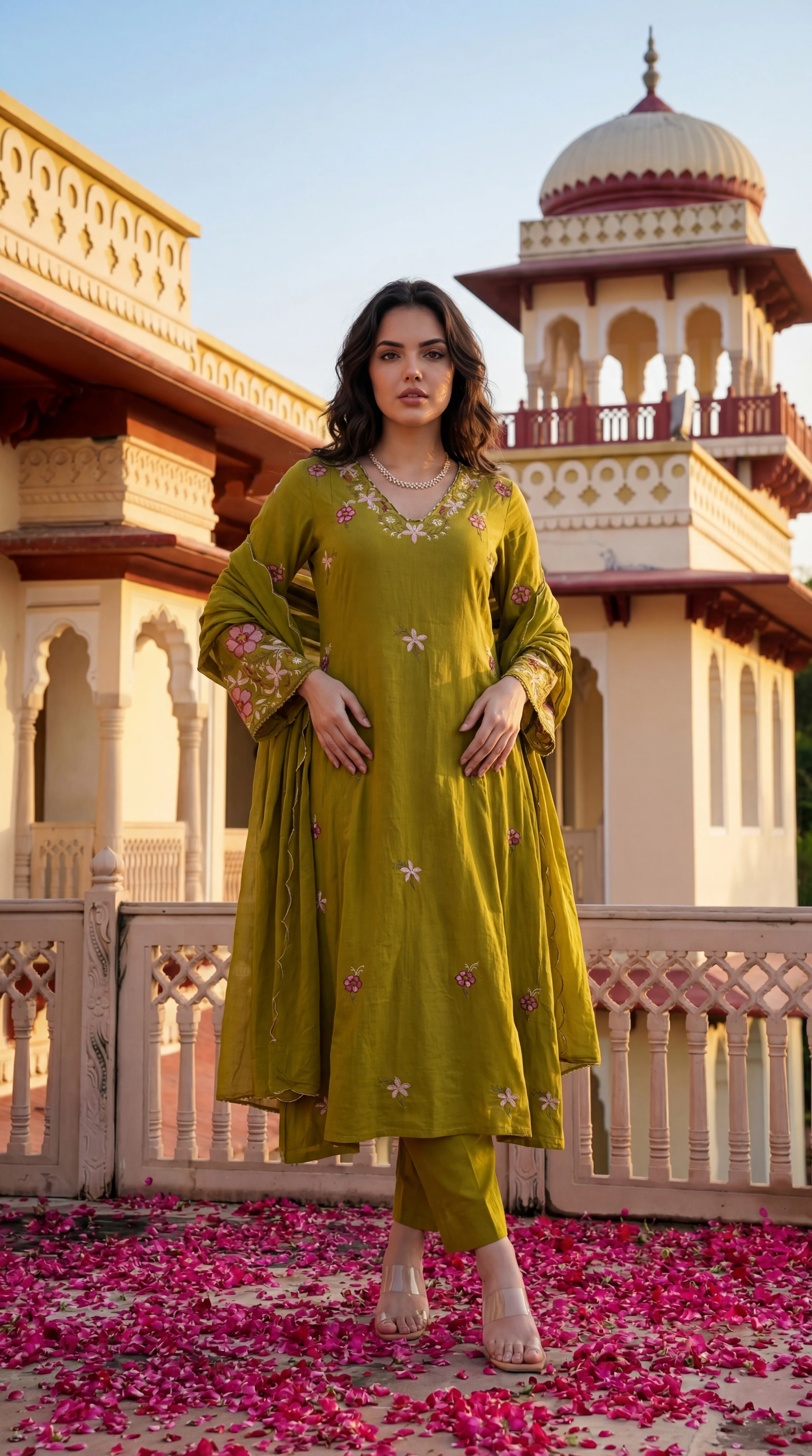 Olive Blossom Aura Cotton Suit Set - Image 7