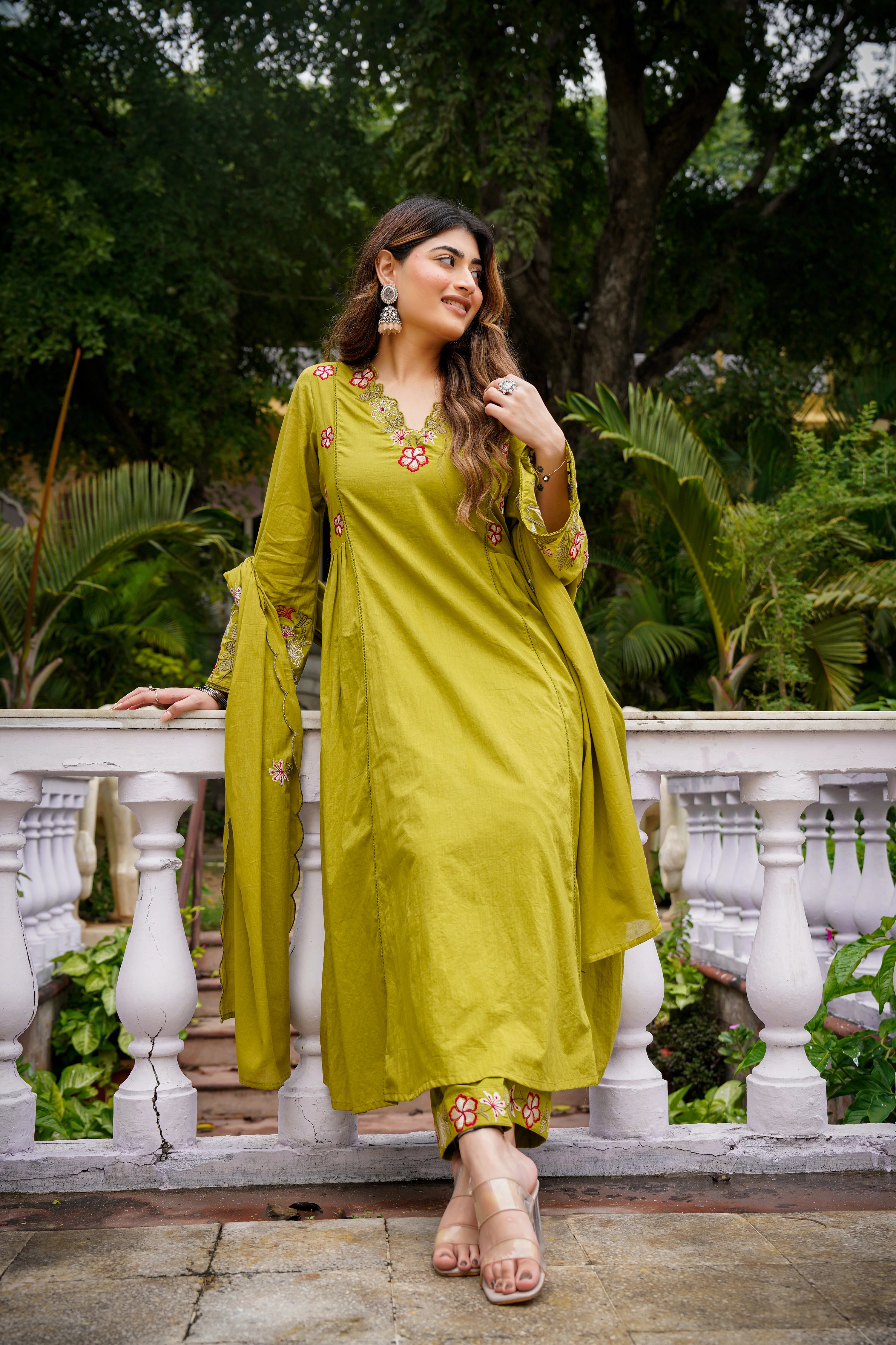 Olive Meadow Cotton Suit Set - Image 11