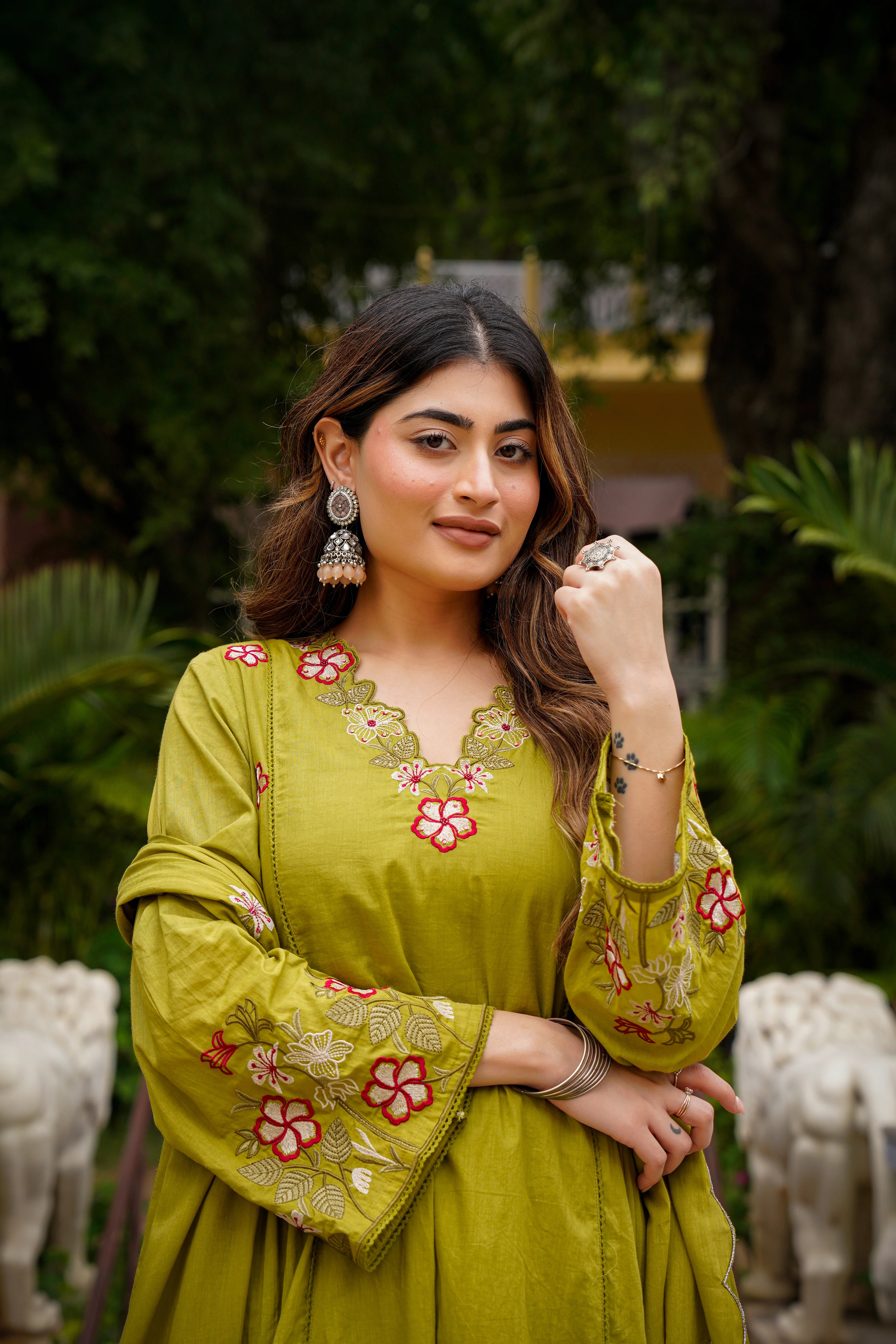 Olive Meadow Cotton Suit Set - Image 8