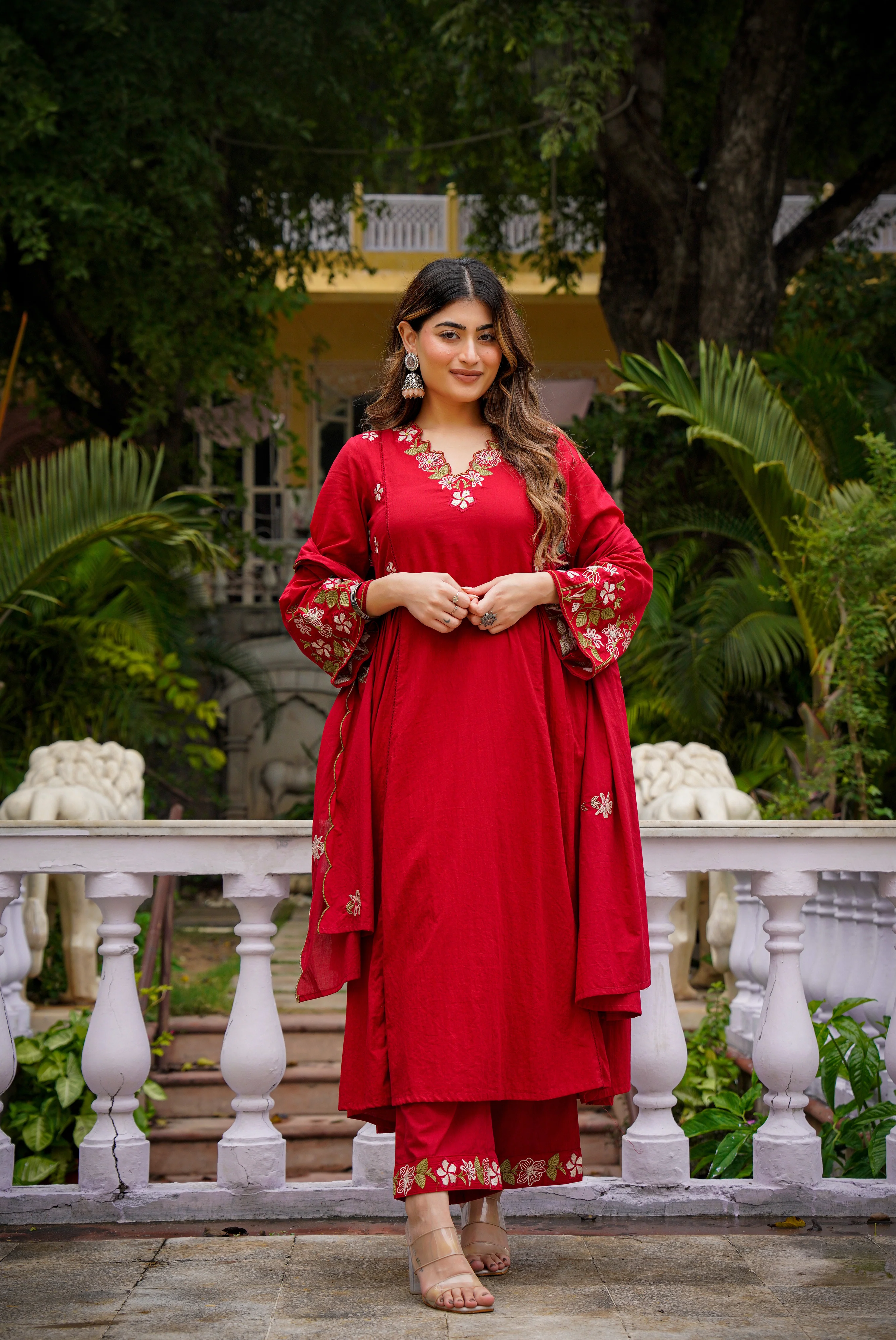 Crimson Charm Cotton Suit Set - Image 10