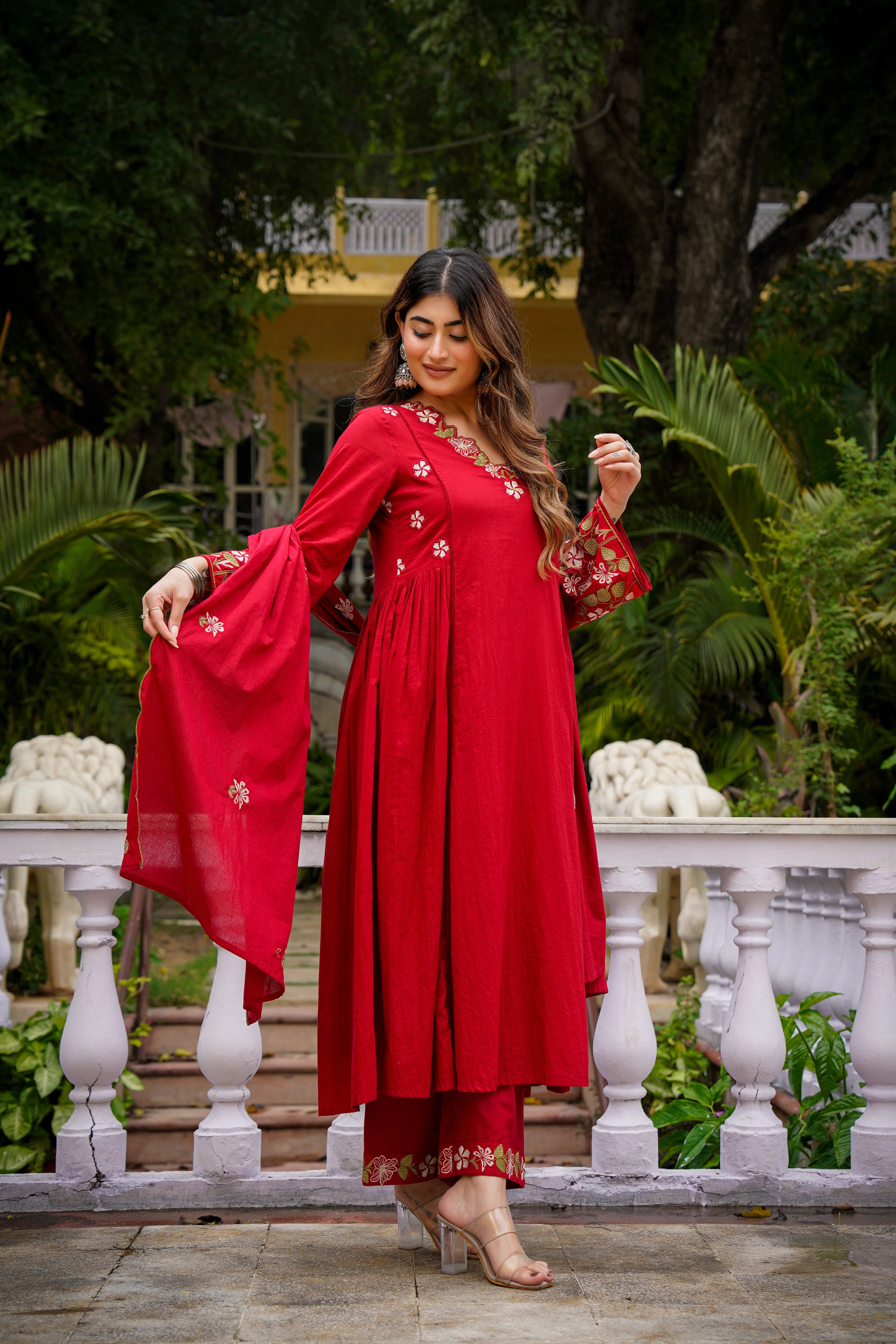 Crimson Charm Cotton Suit Set - Image 11