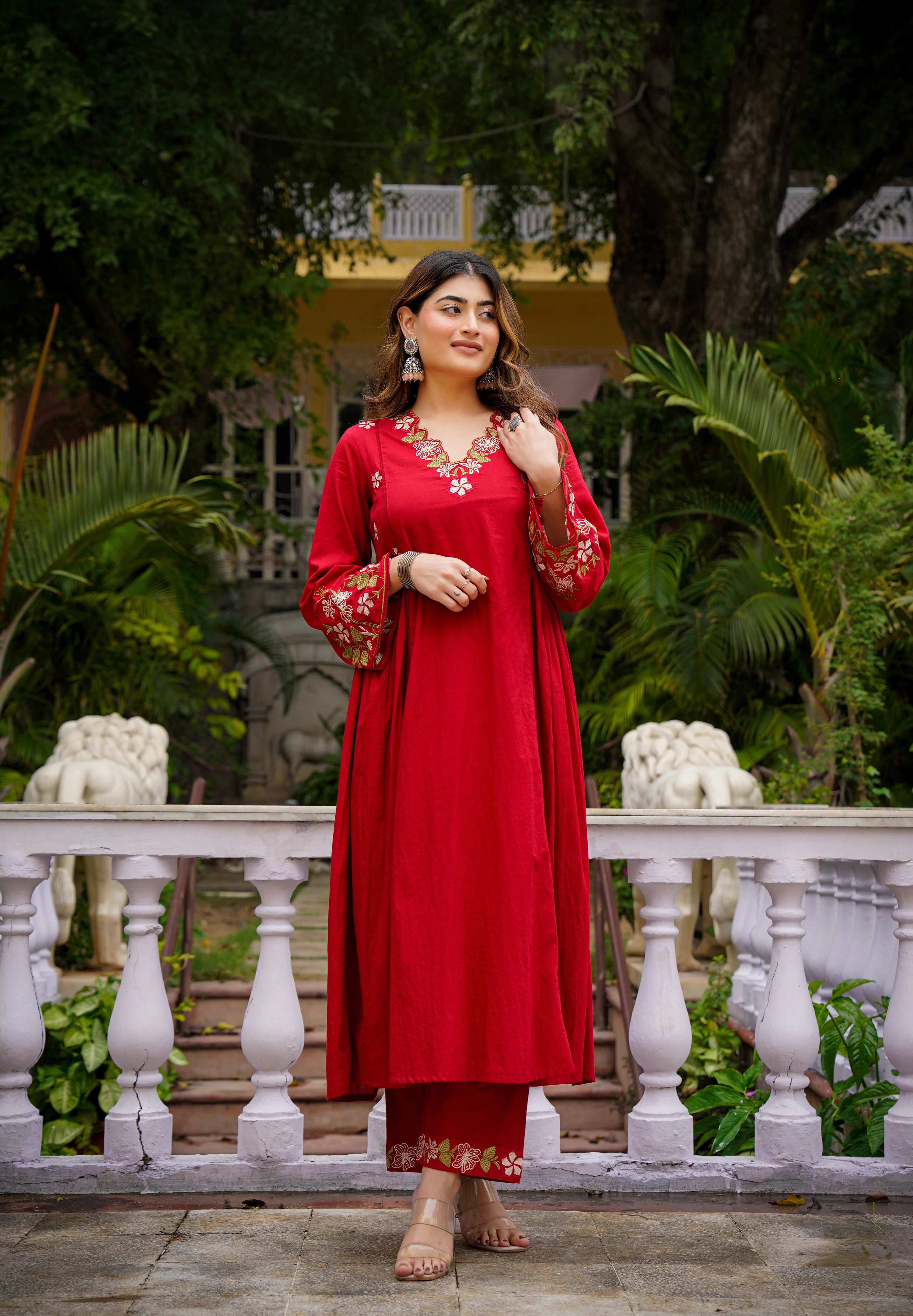 Crimson Charm Cotton Suit Set - Image 2
