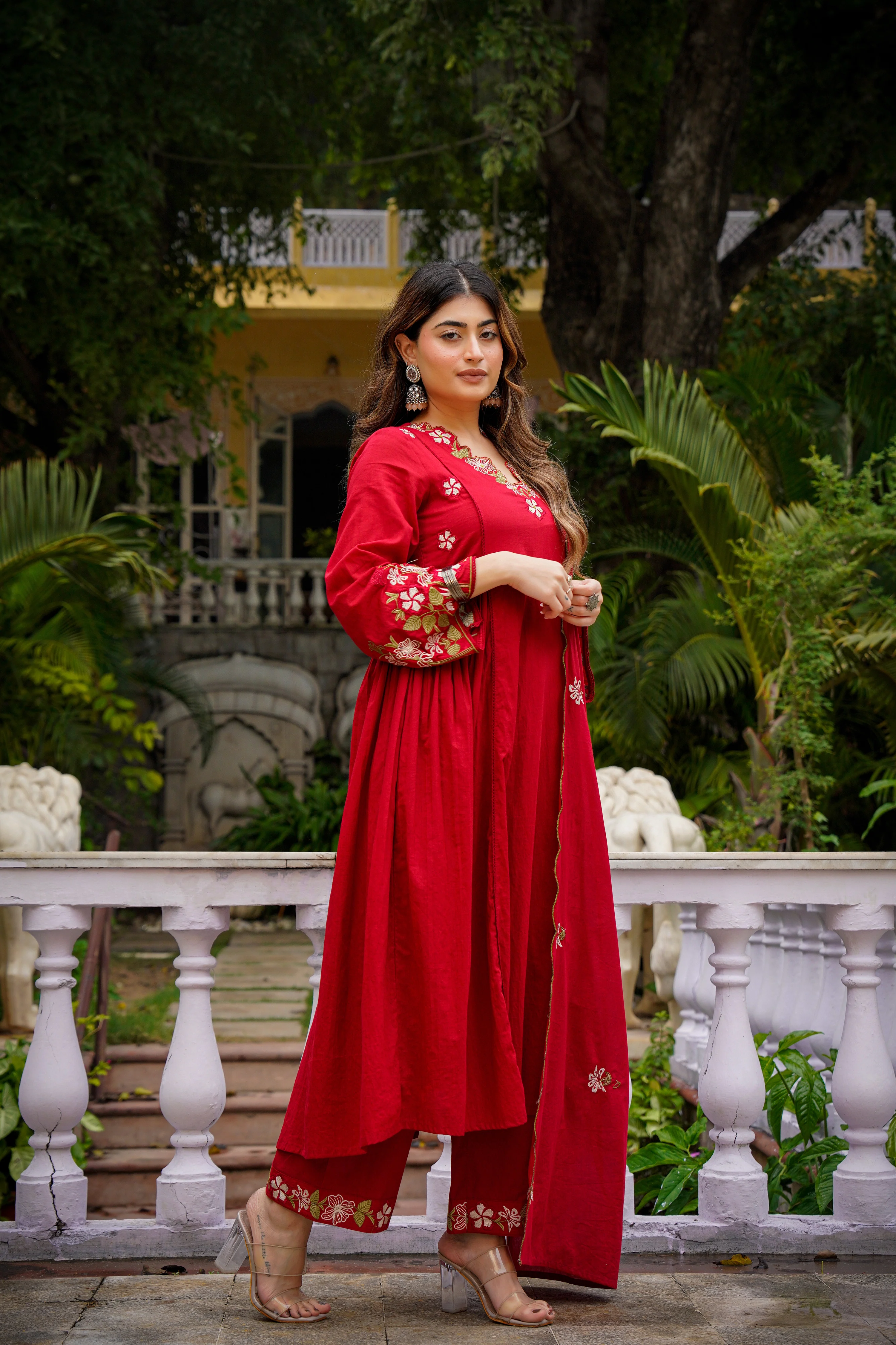 Crimson Charm Cotton Suit Set - Image 5