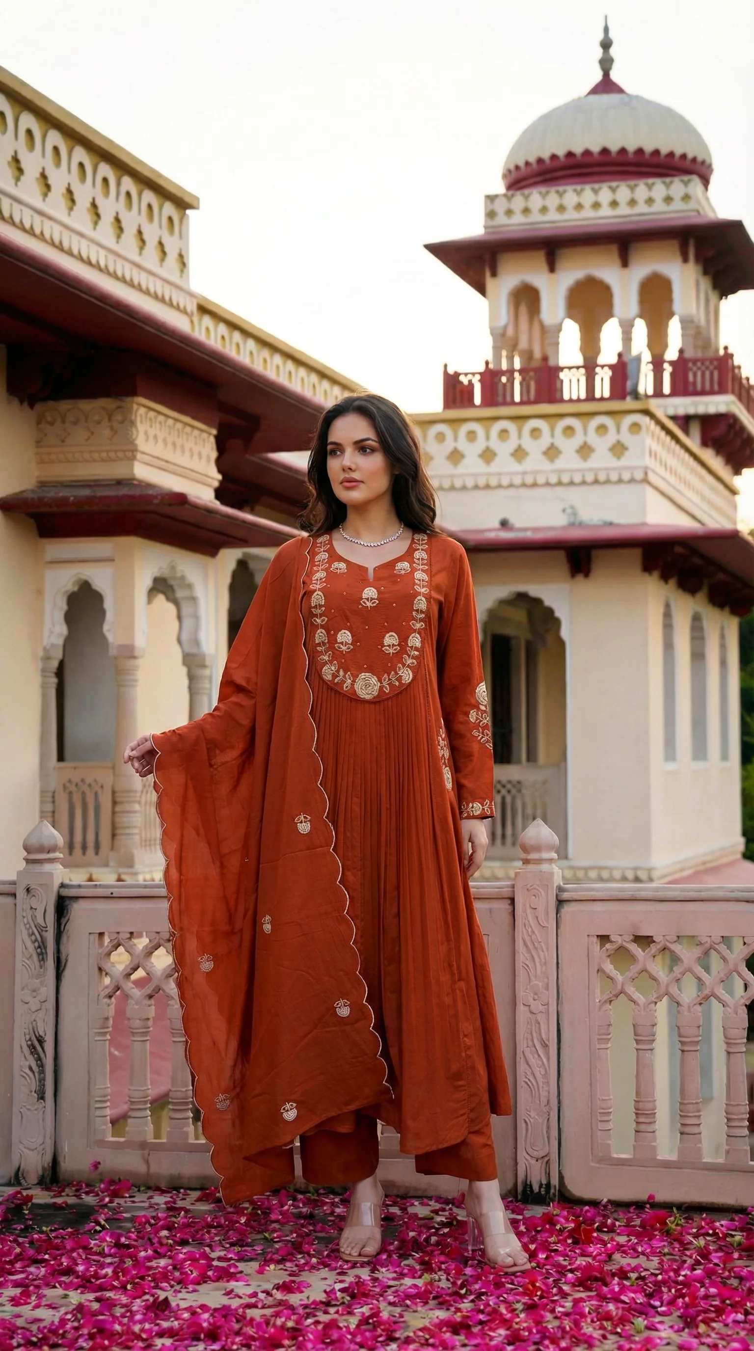Amber Saffron Rust Cotton Suit Set - Image 8