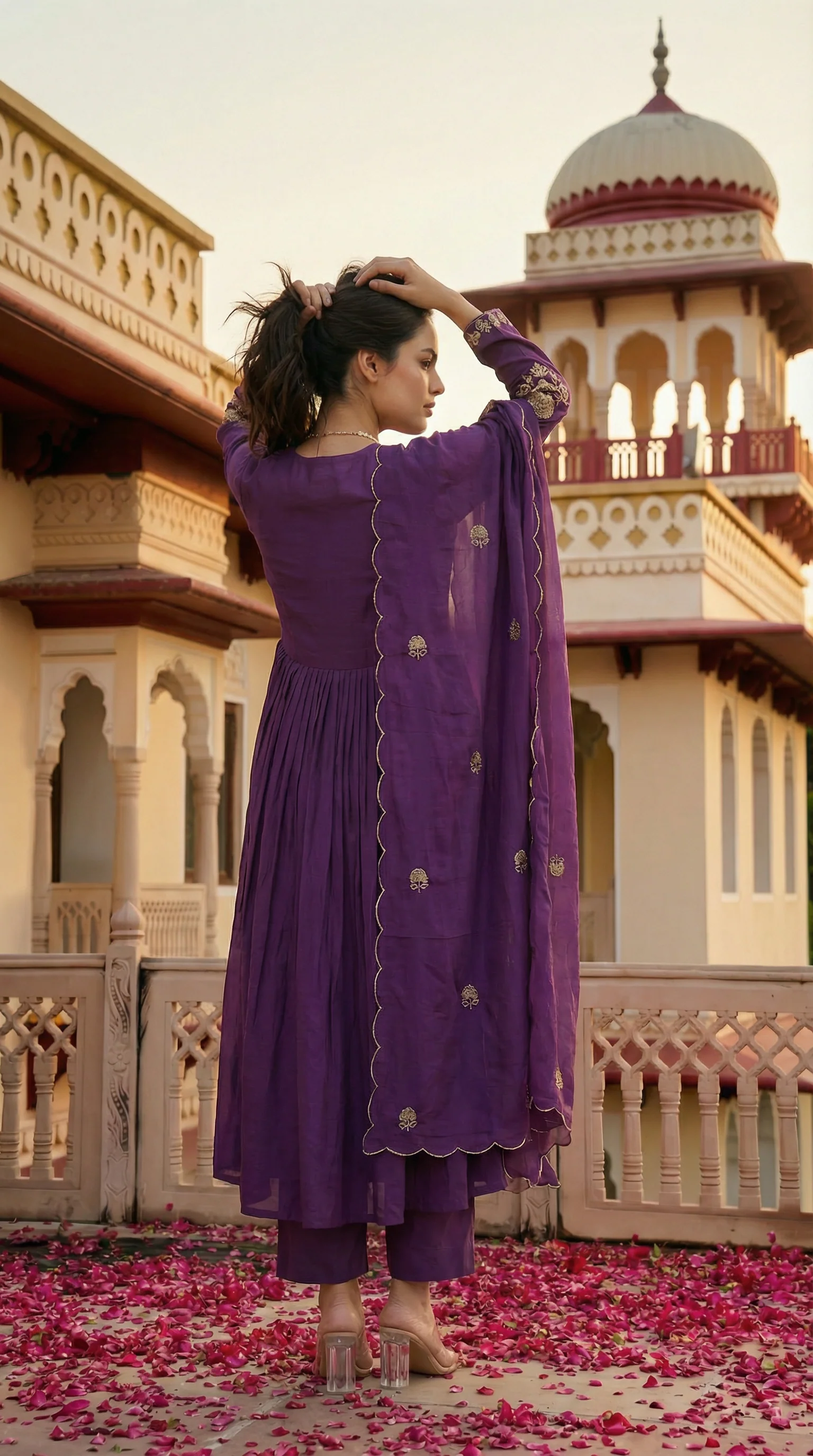 Royal Plum Blossom Cotton Suit Set - Image 4