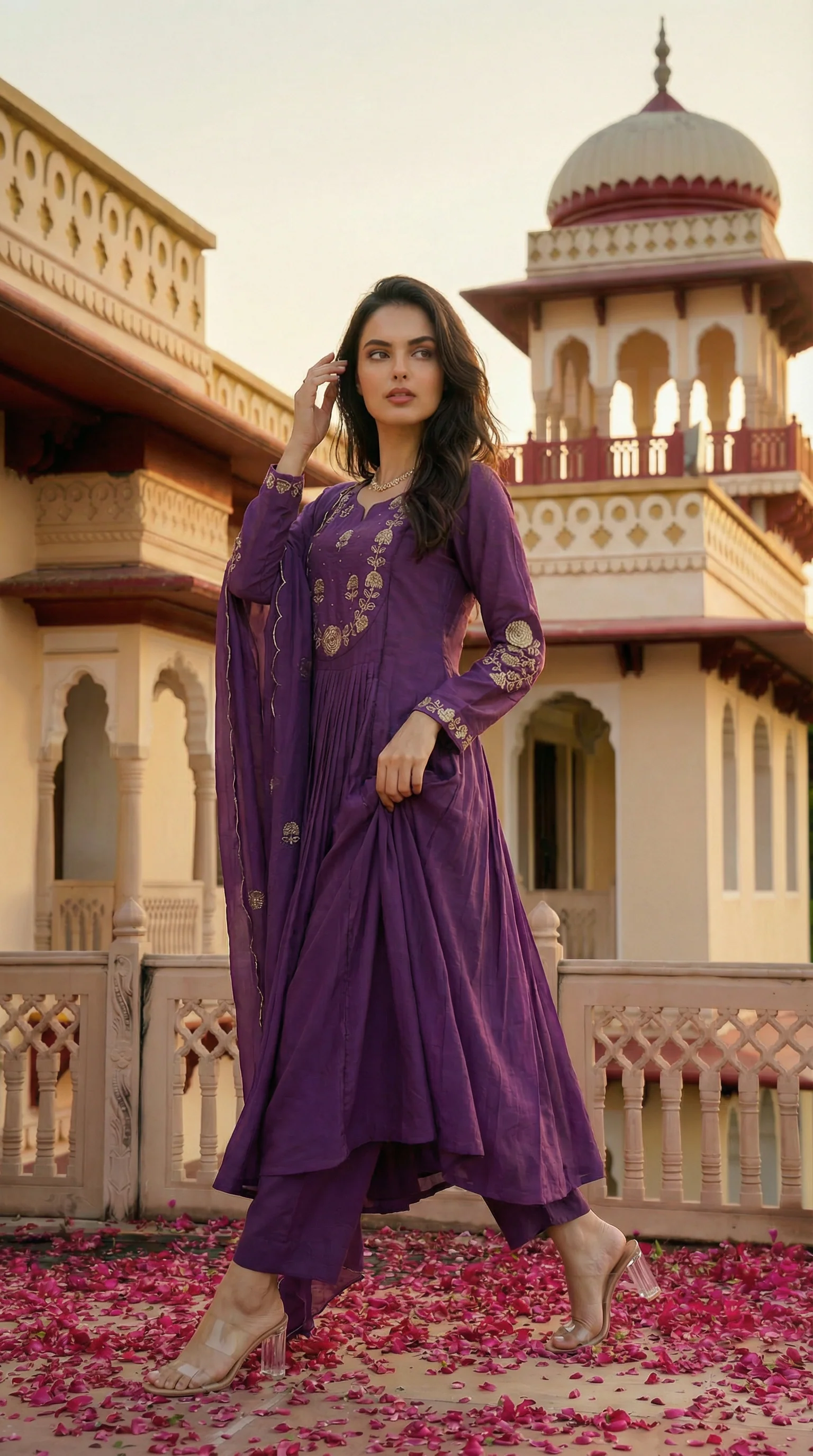 Royal Plum Blossom Cotton Suit Set - Image 7