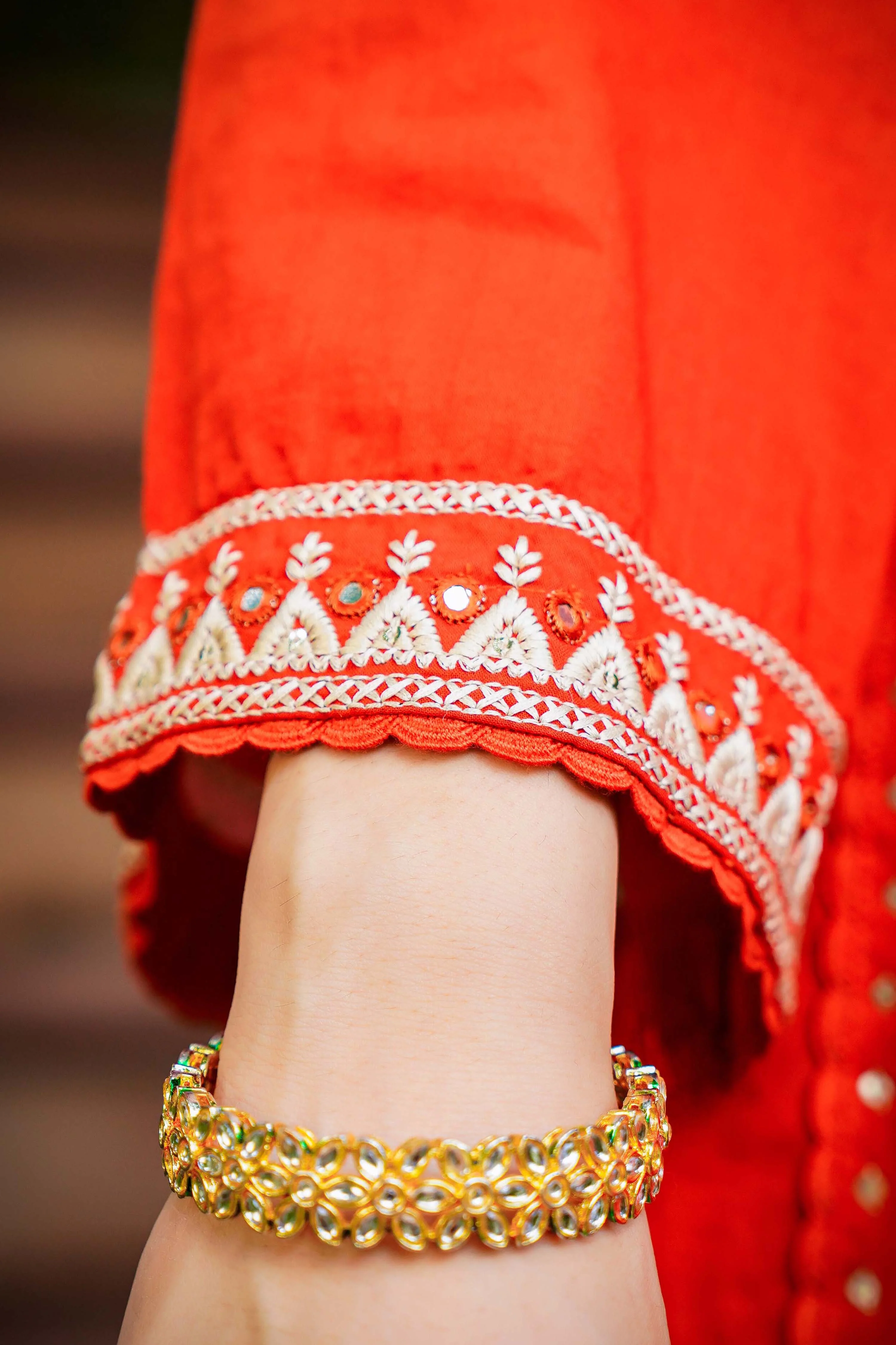 Rust Bloom Flared Mul Cotton Suit Set - Image 12