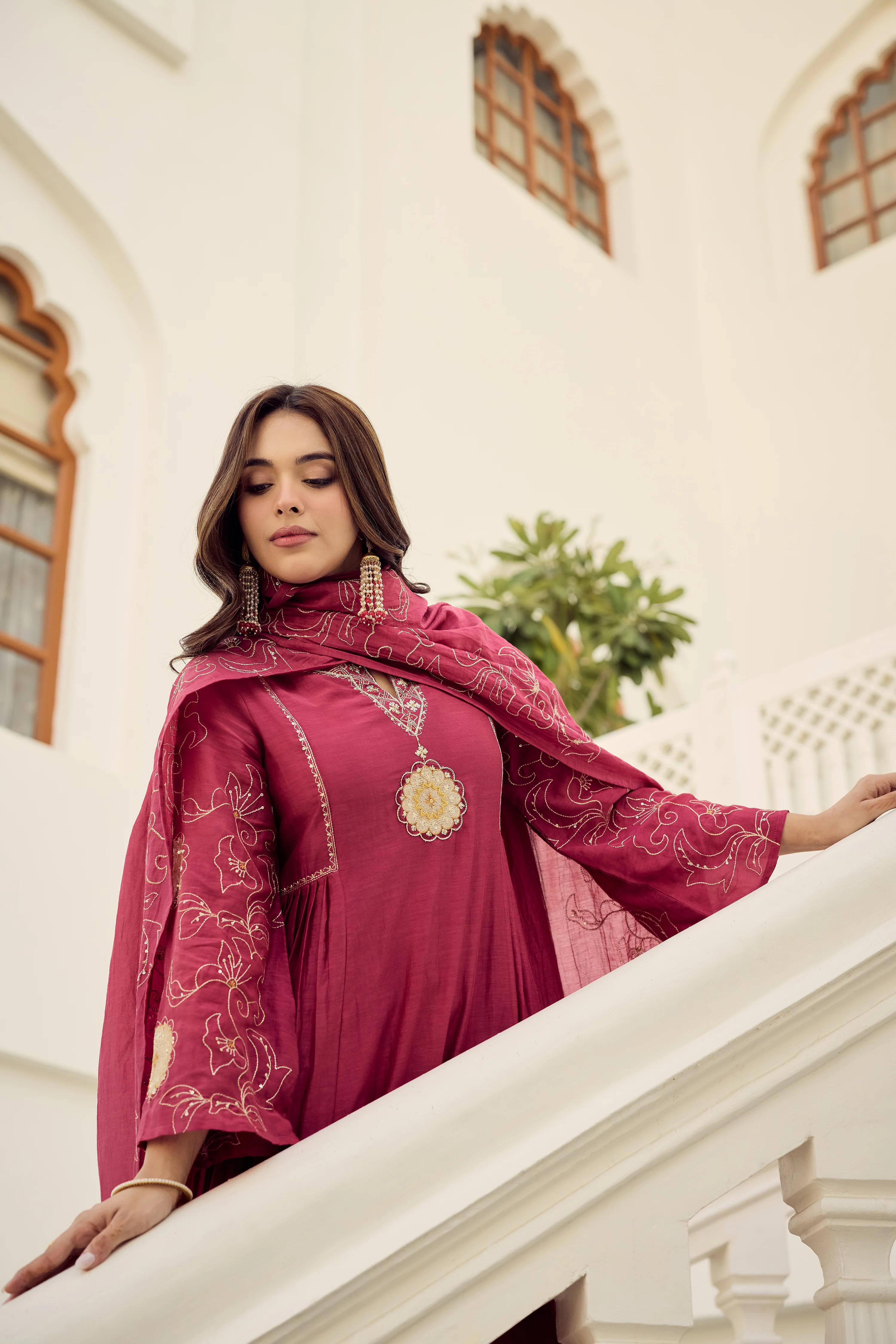 Blush Bloom Chanderi Kurta Set - Image 23