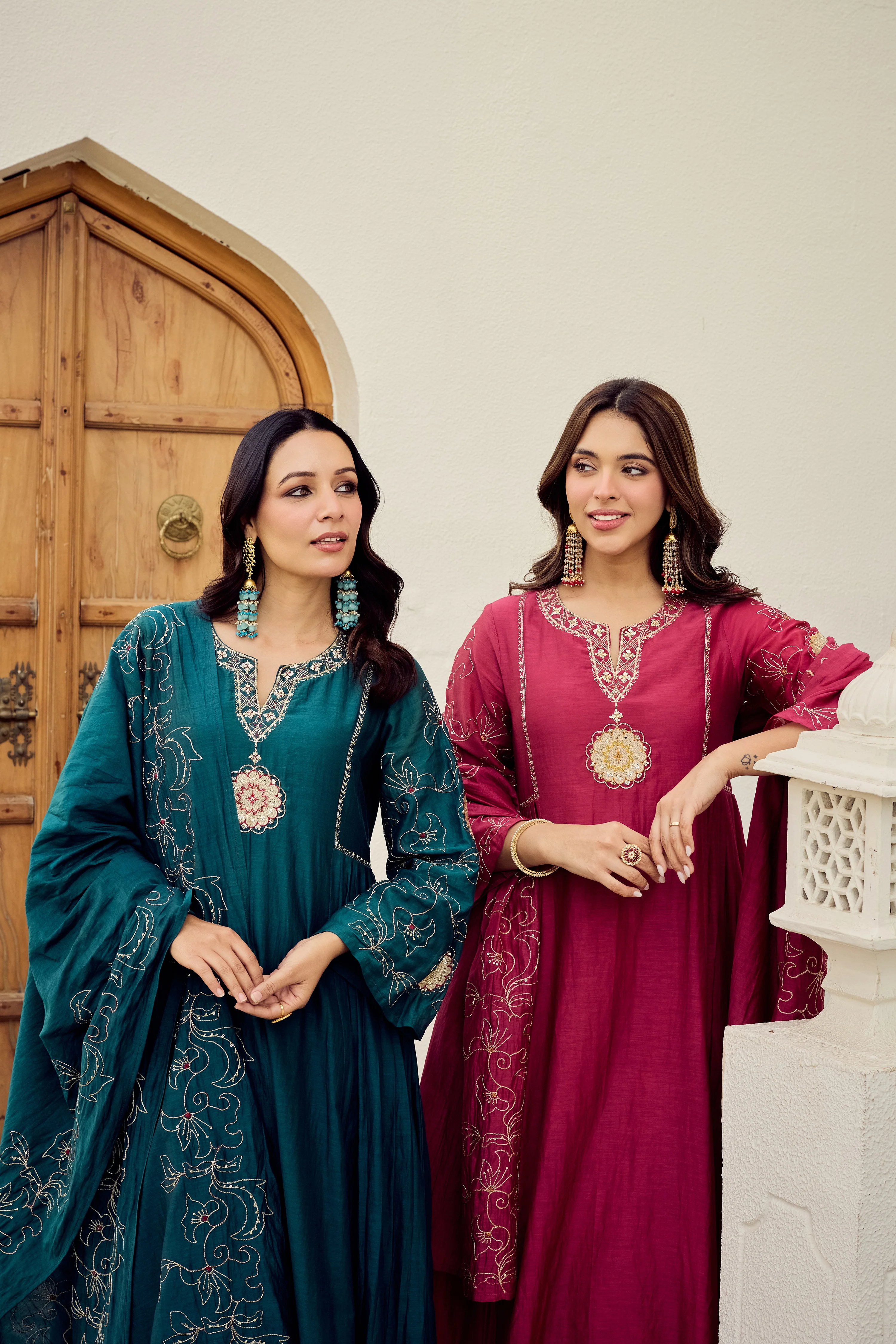 Blush Bloom Chanderi Kurta Set - Image 27