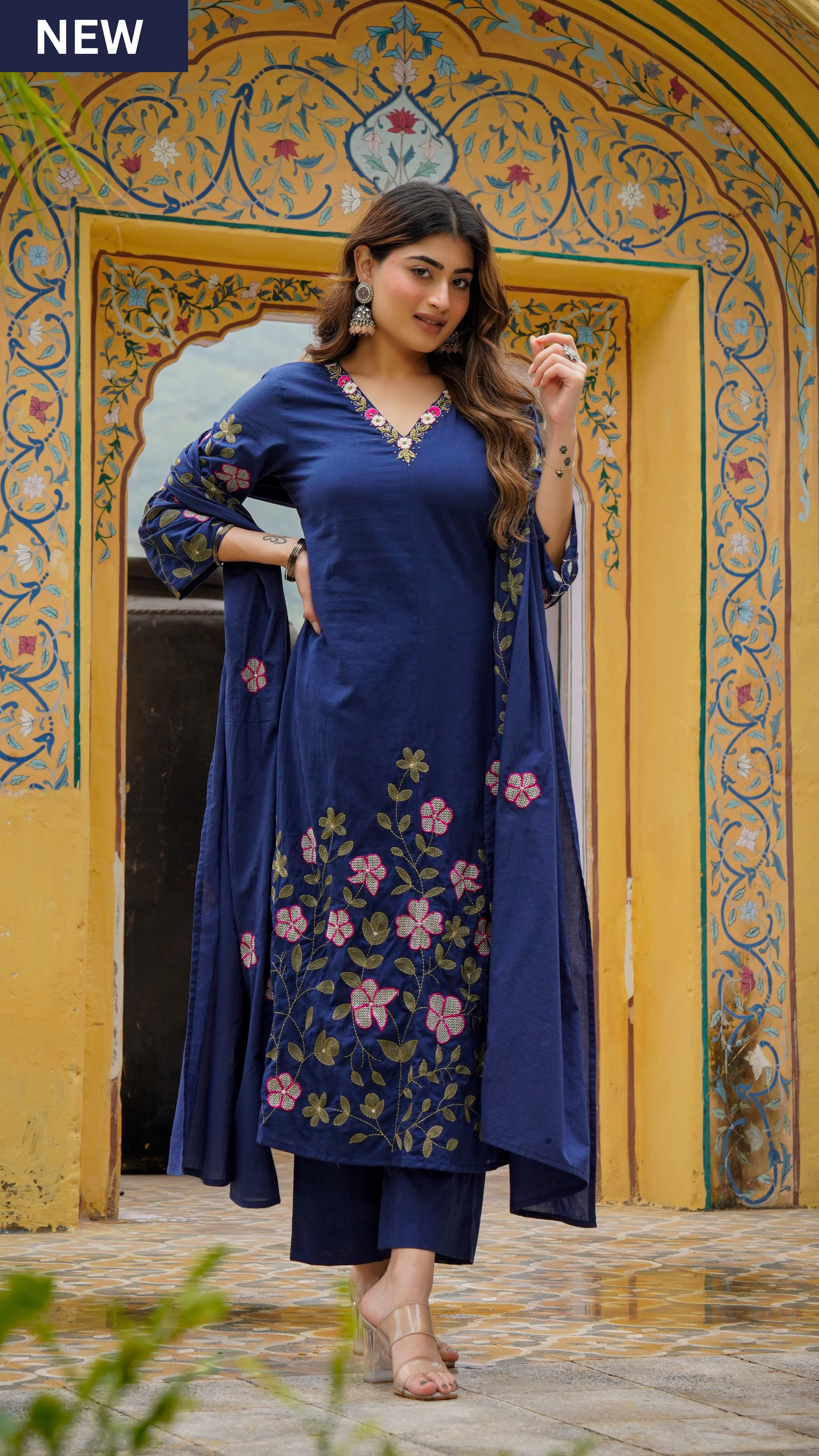 Midnight Navy Mul Cotton Suit Set