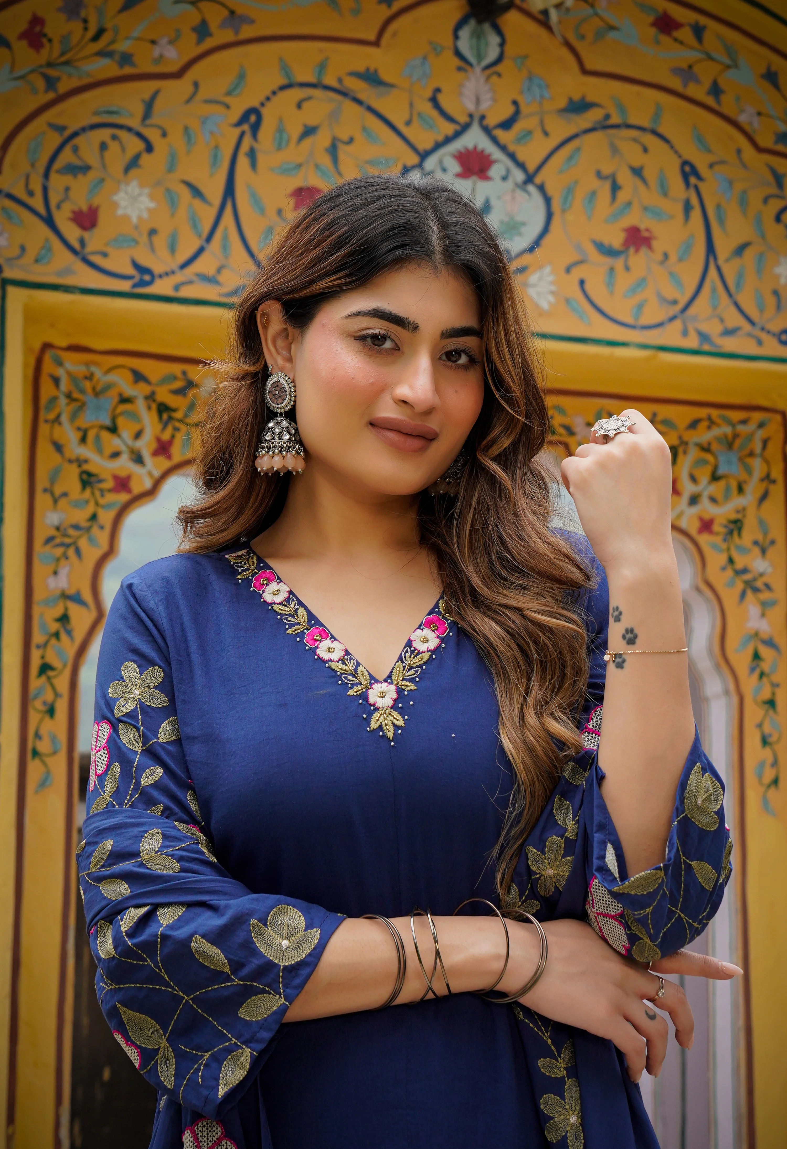 Midnight Navy Mul Cotton Suit Set - Image 10