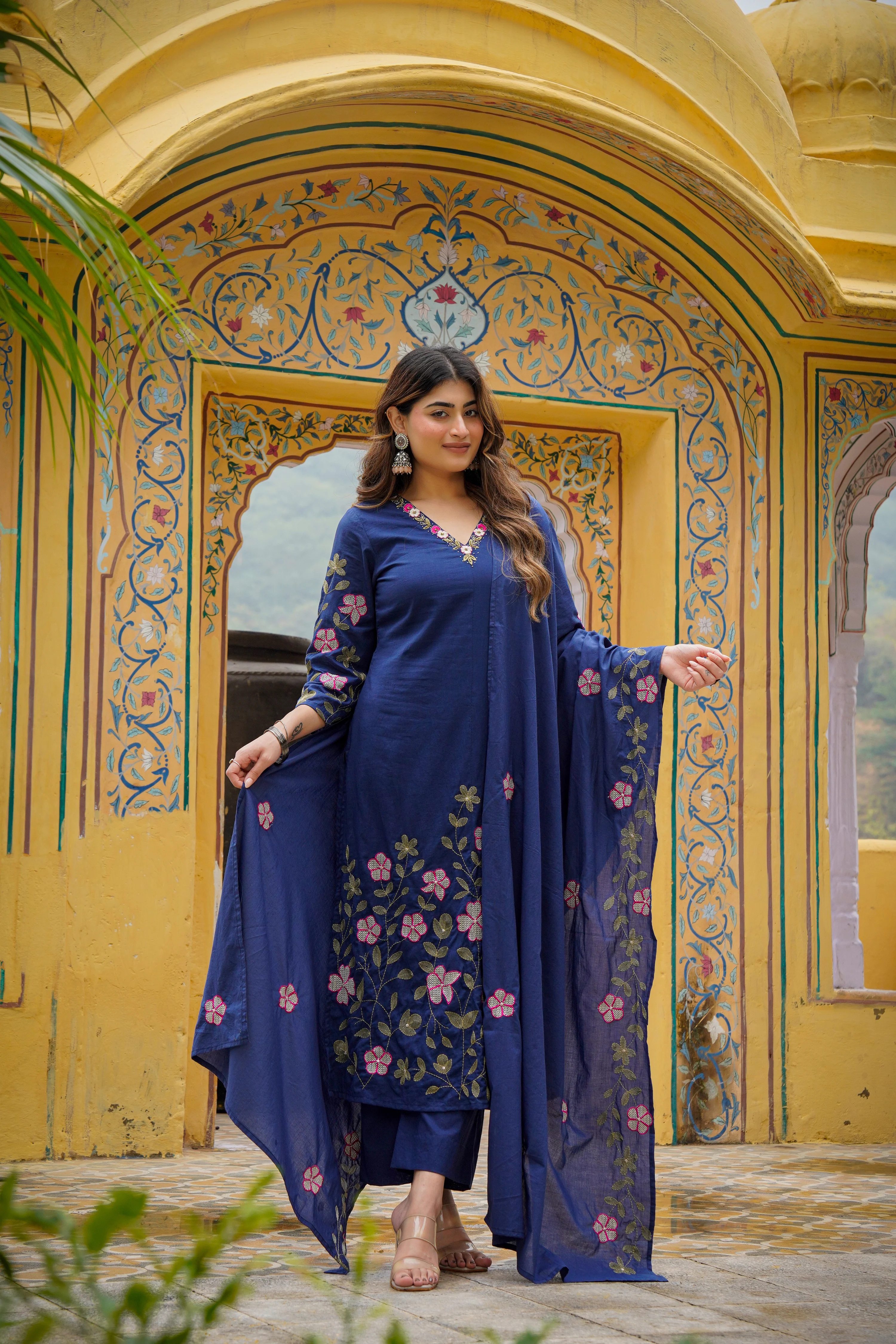 Midnight Navy Mul Cotton Suit Set - Image 3