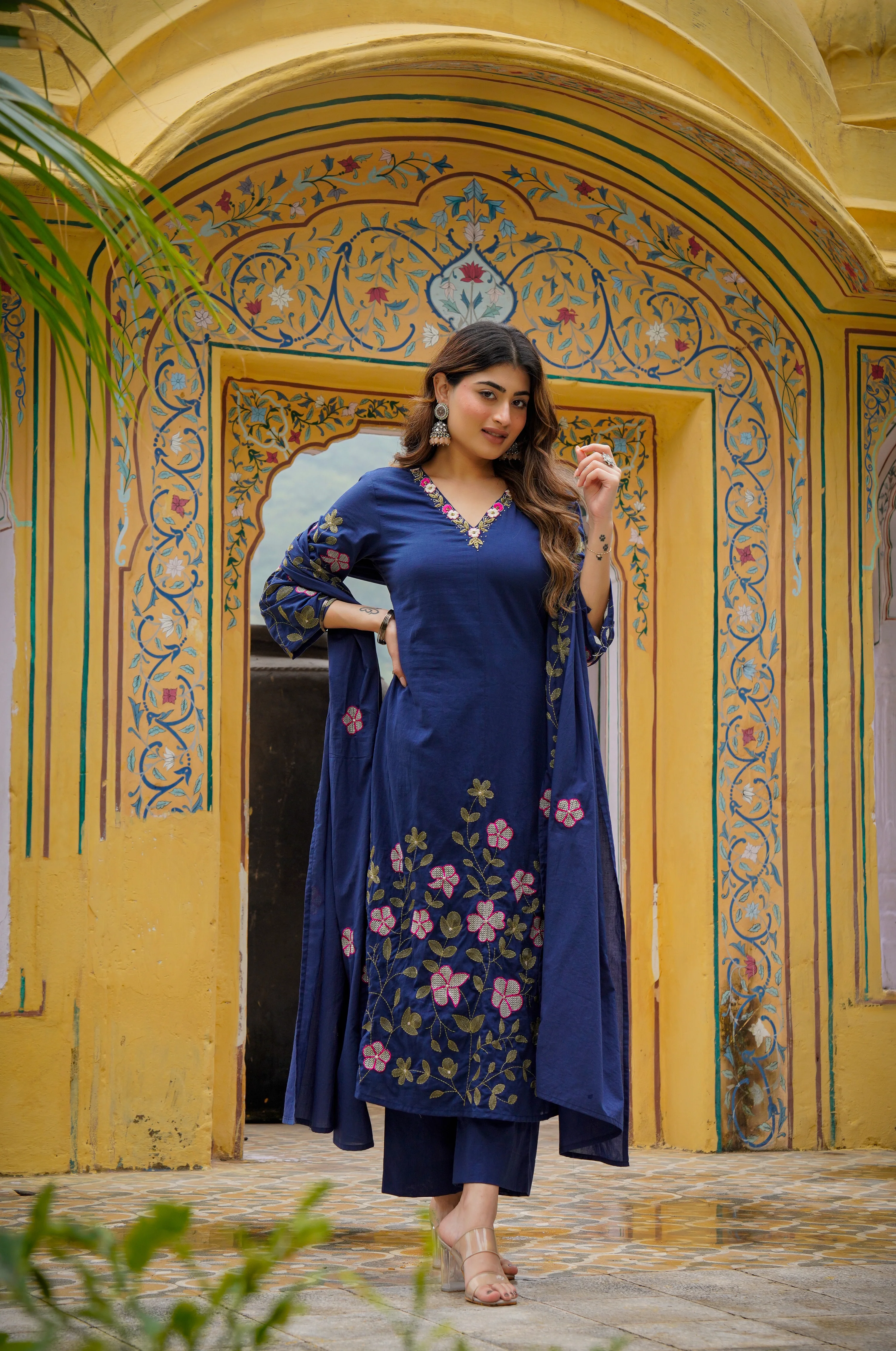 Midnight Navy Mul Cotton Suit Set - Image 7