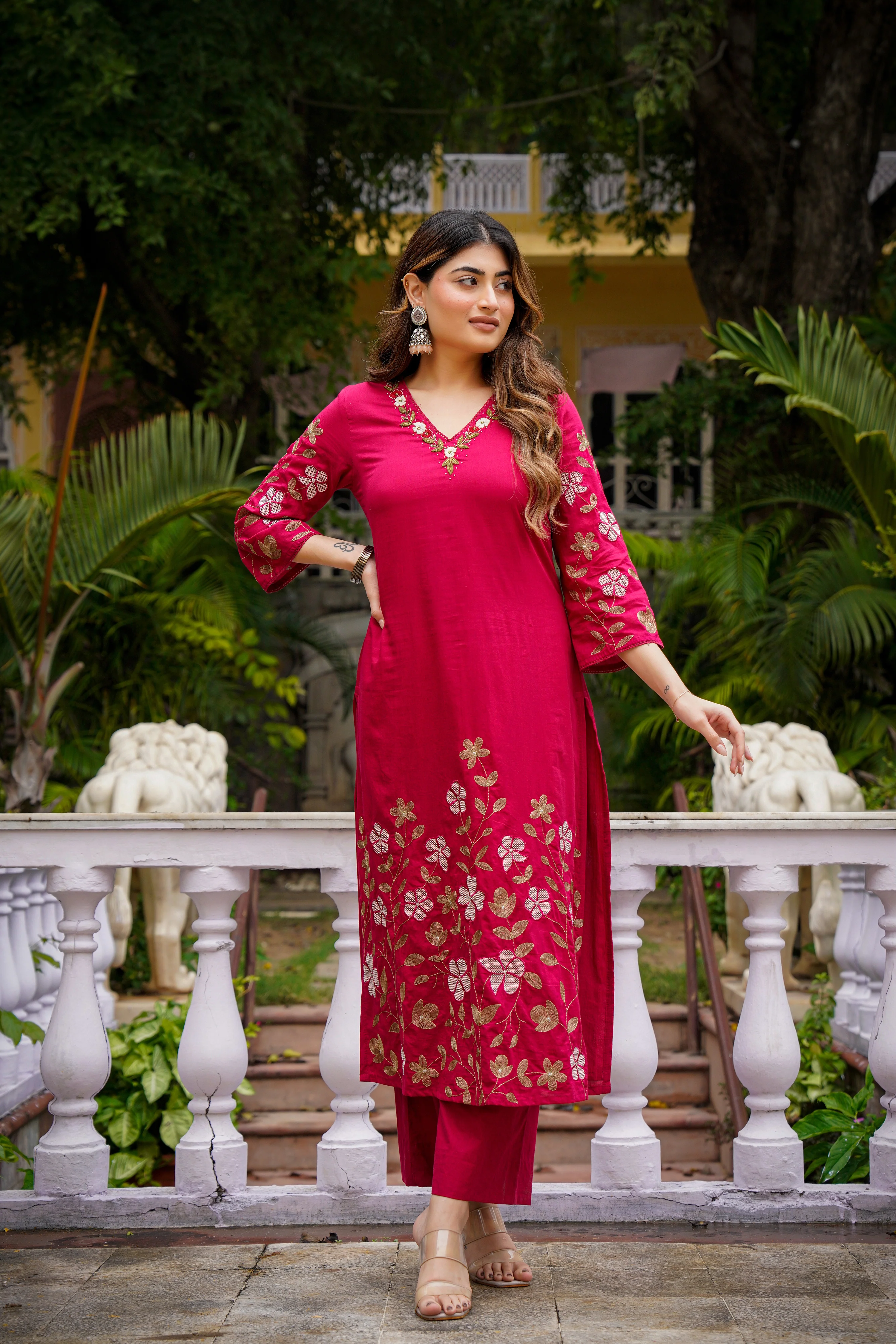 Cherry Garnet Mul Cotton Suit Set - Image 3