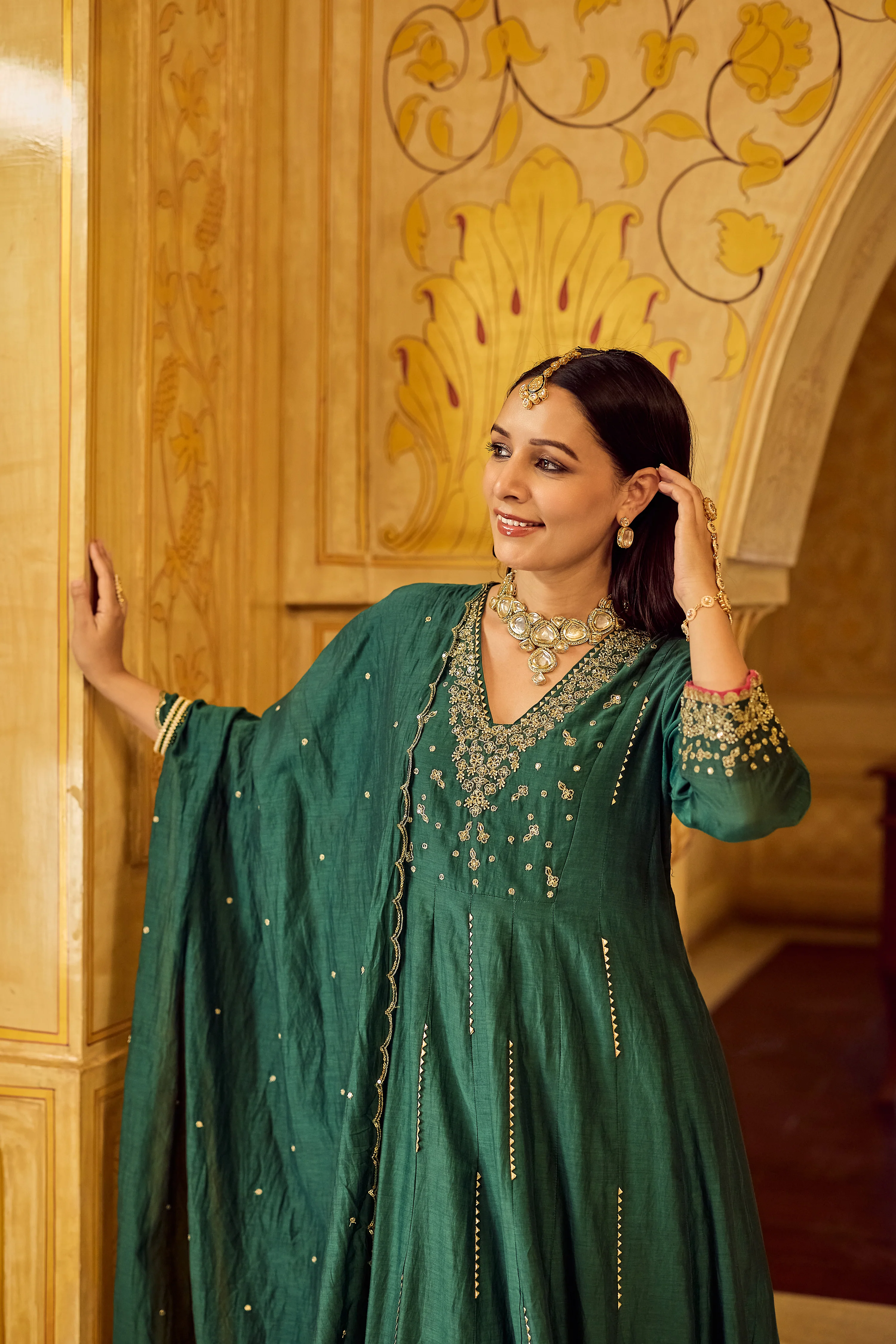 Forest Bloom Mul Chanderi Suit Set - Image 18