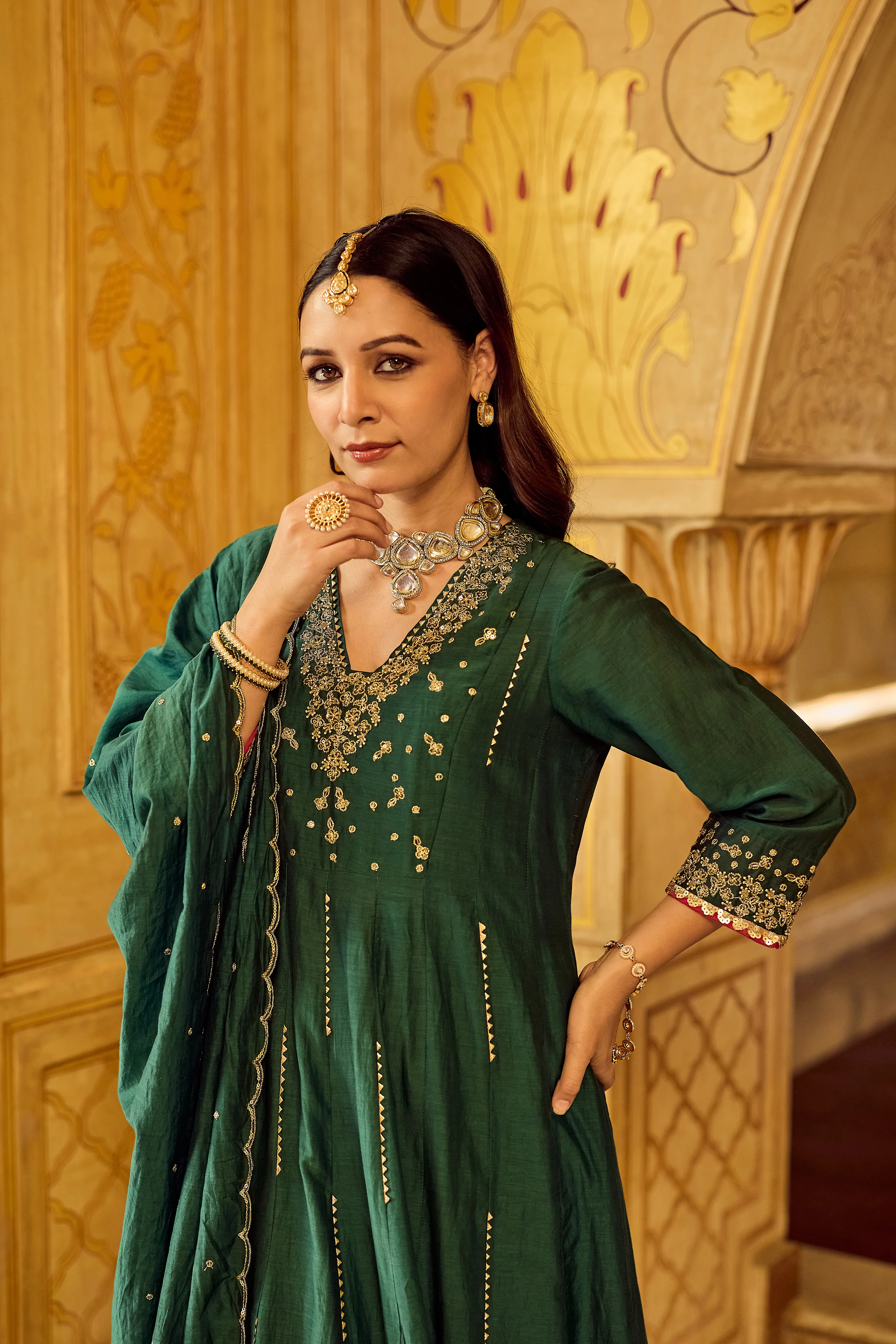 Forest Bloom Mul Chanderi Suit Set - Image 9