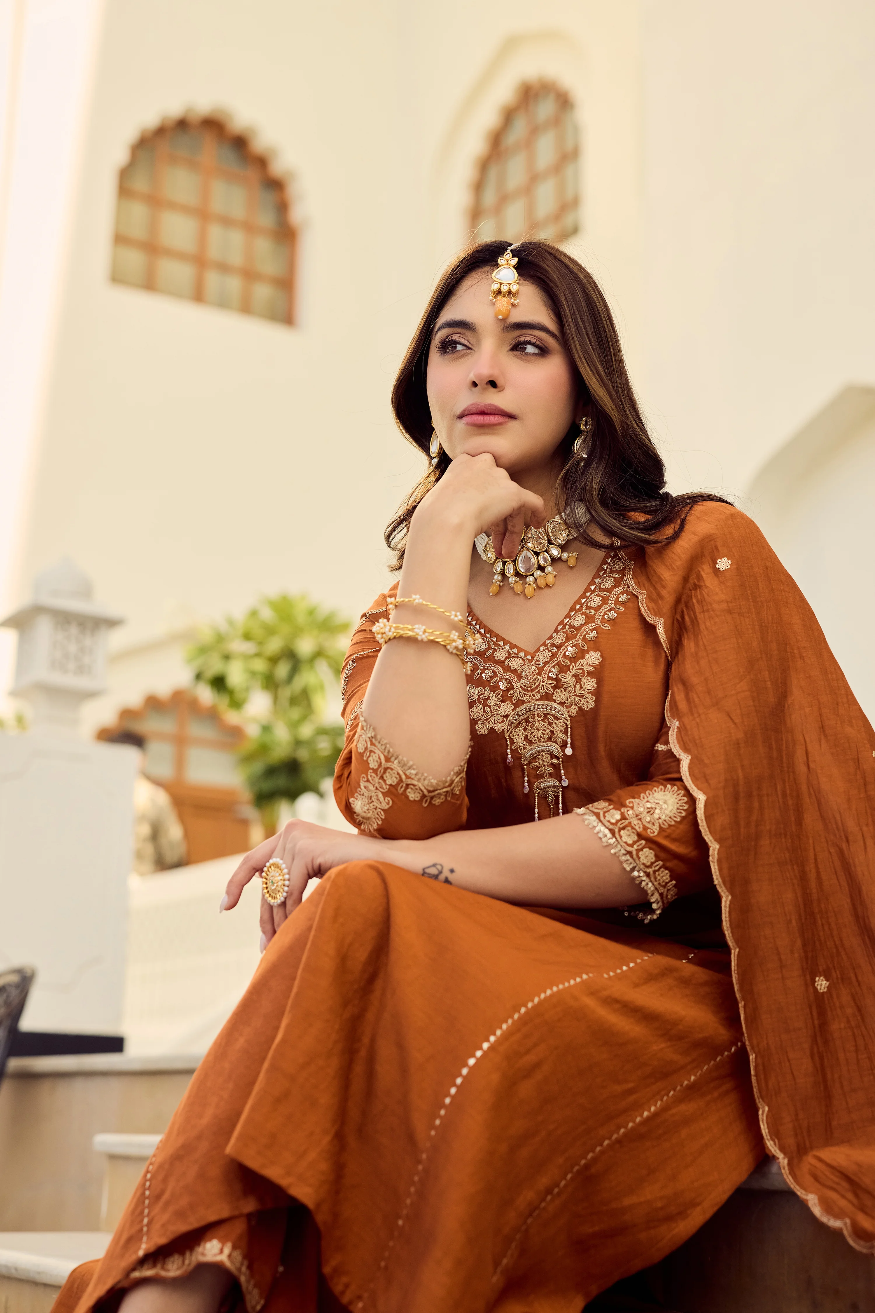 Rust Royale Embroidered Suit Set - Image 16