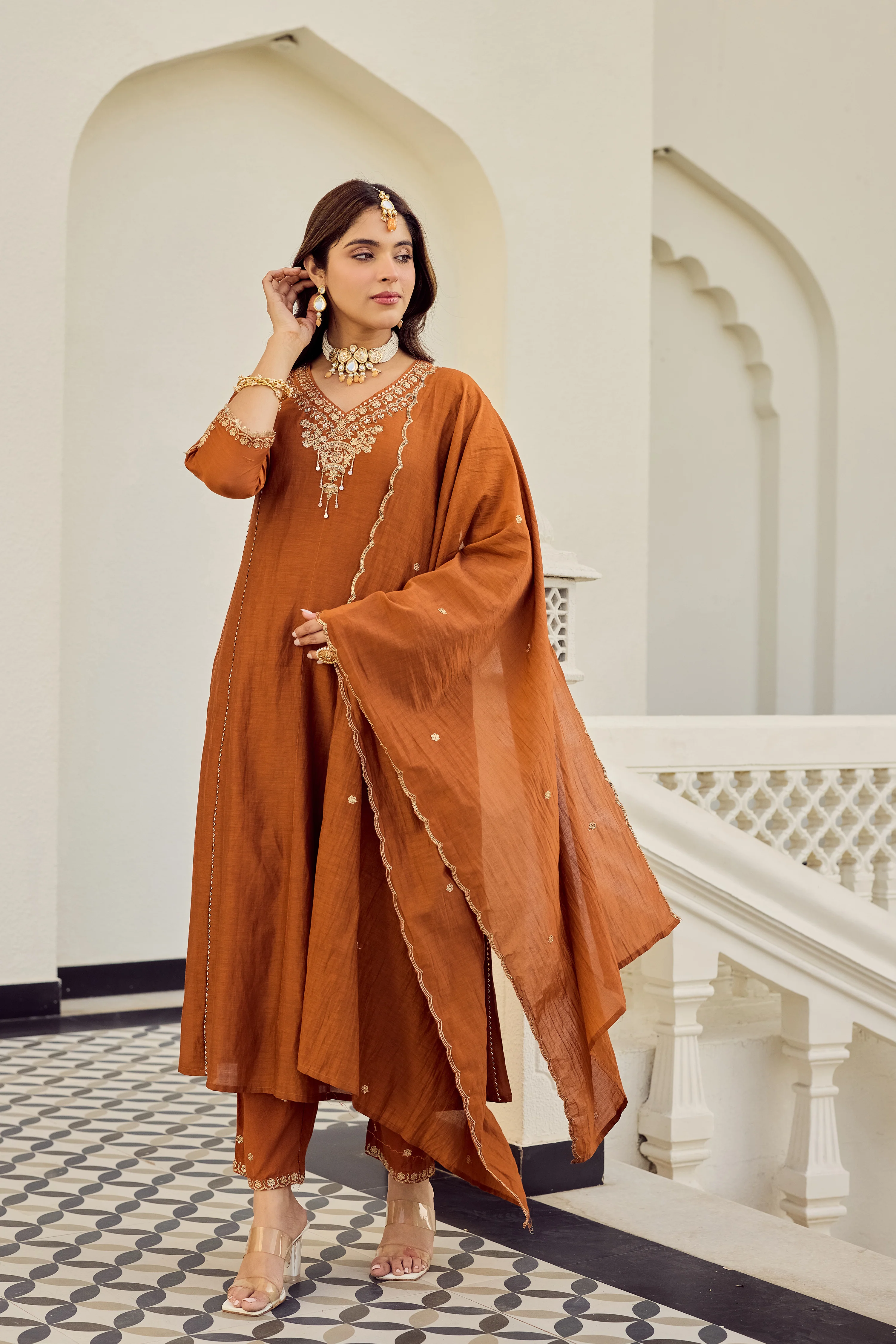 Rust Royale Embroidered Suit Set - Image 4