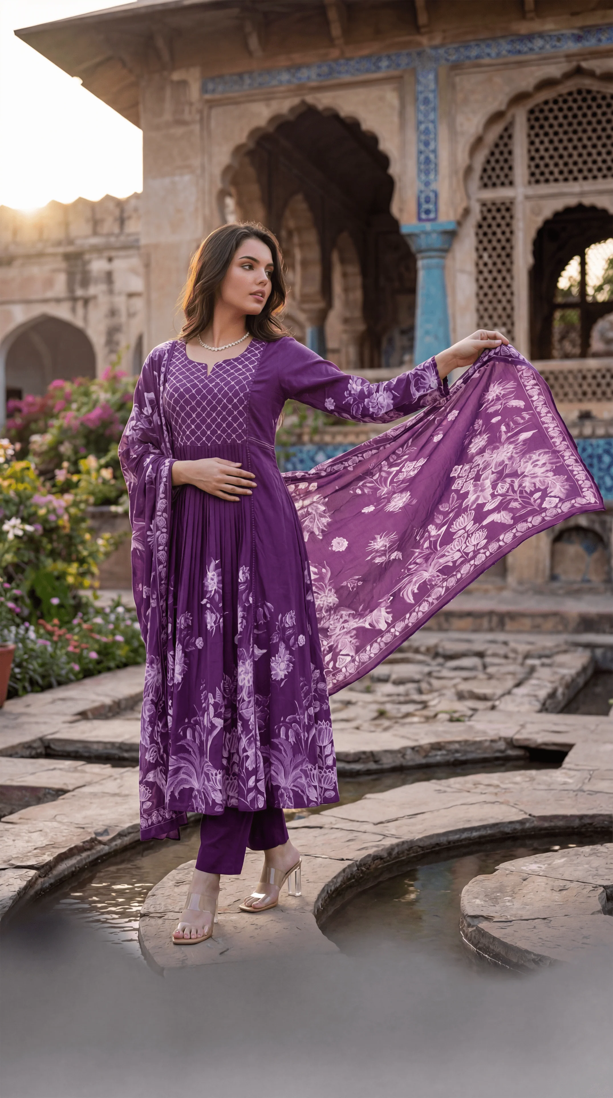 Royal Amethyst Embroidered Suit Set - Image 3