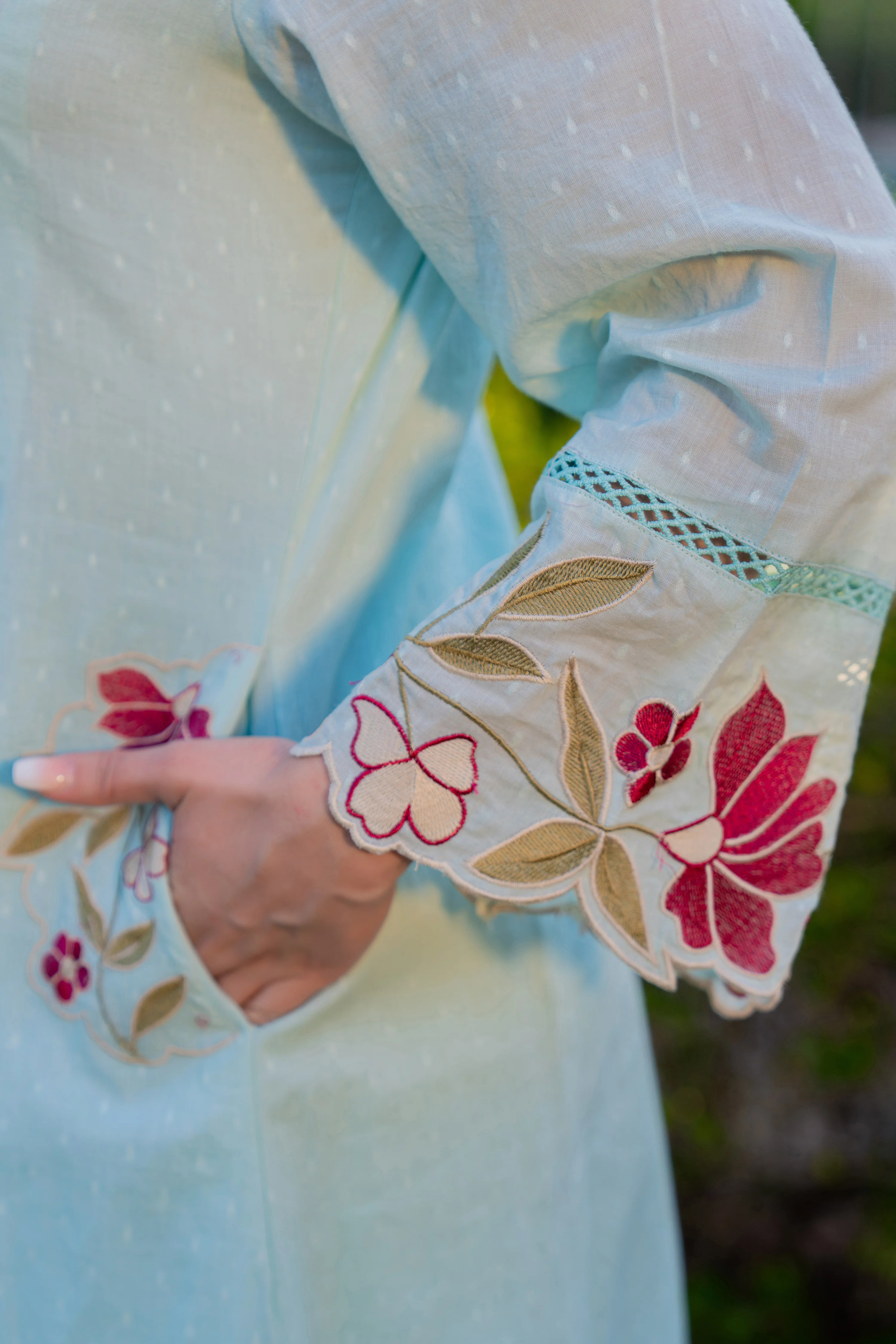 Azure Bloom Cotton Dobby Suit Set - Image 15