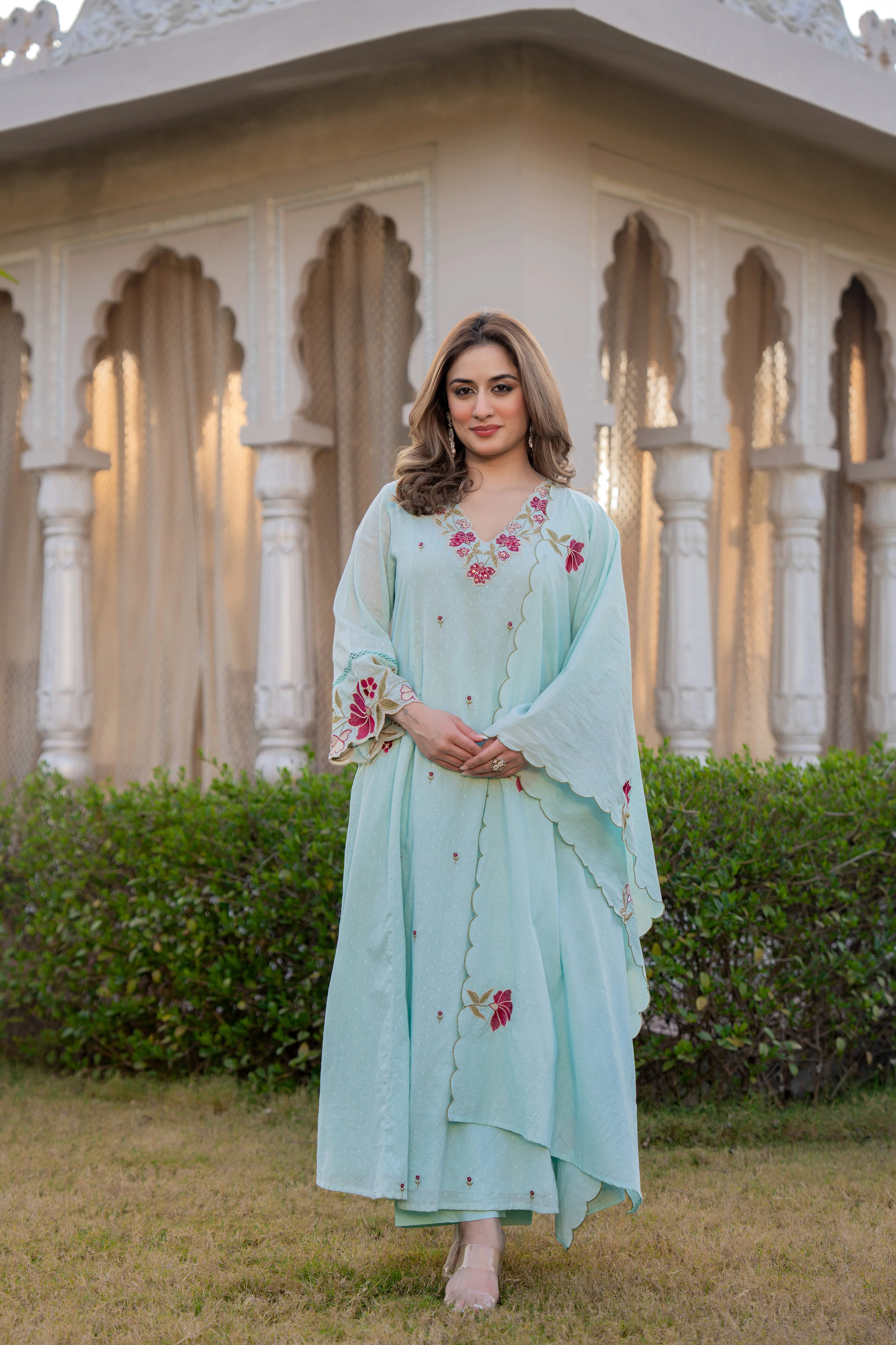 Azure Bloom Cotton Dobby Suit Set - Image 2
