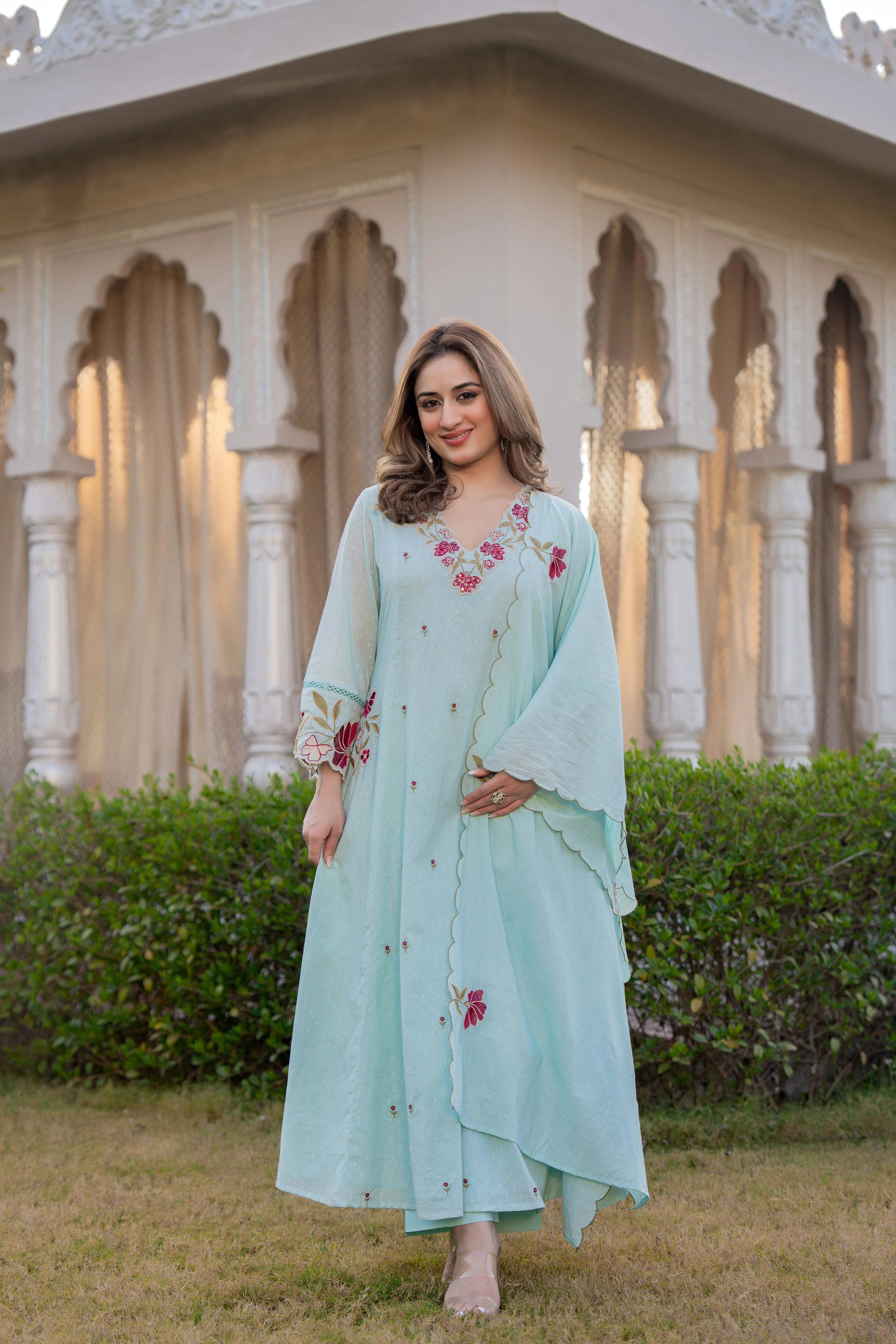 Azure Bloom Cotton Dobby Suit Set - Image 3