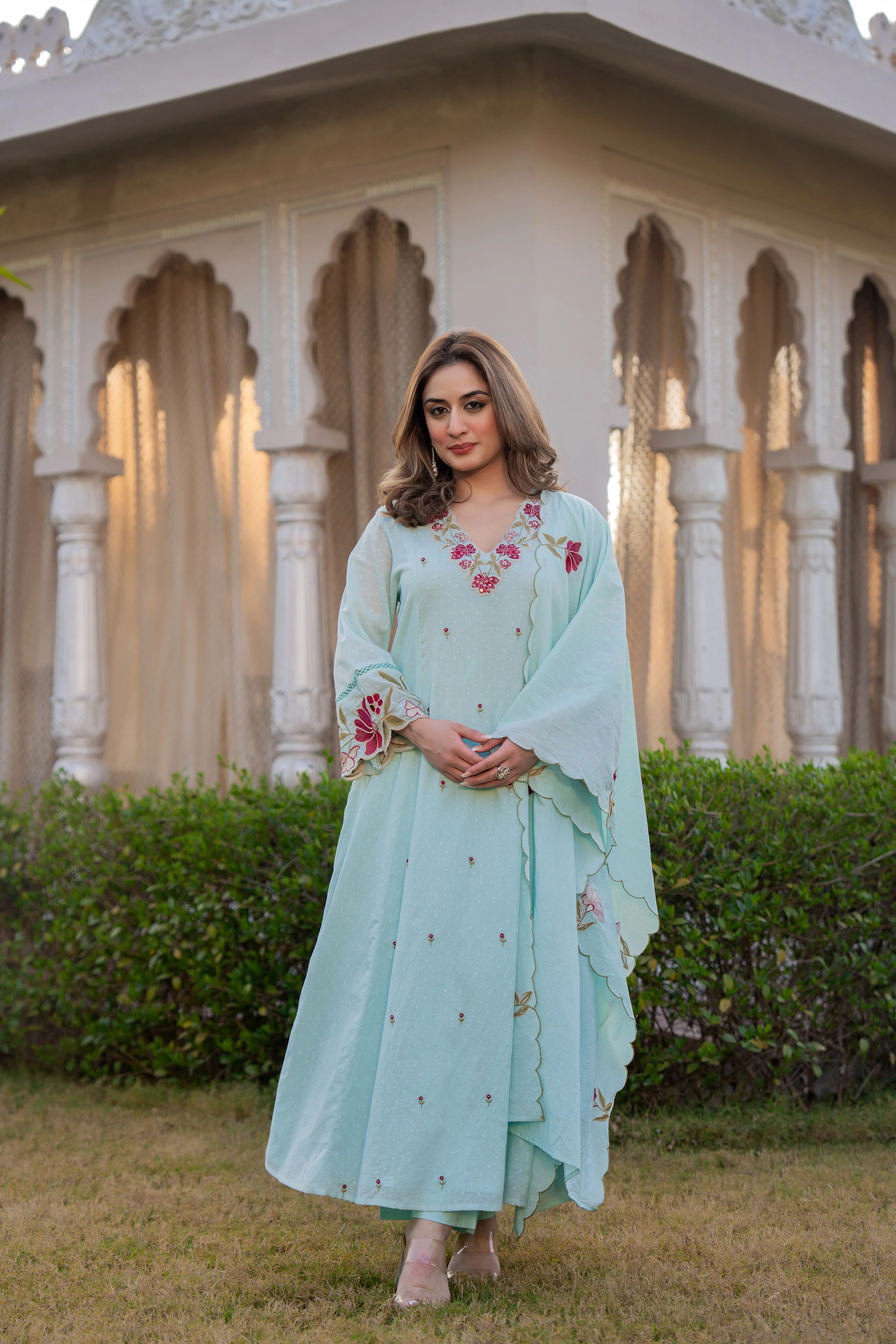 Azure Bloom Cotton Dobby Suit Set - Image 5