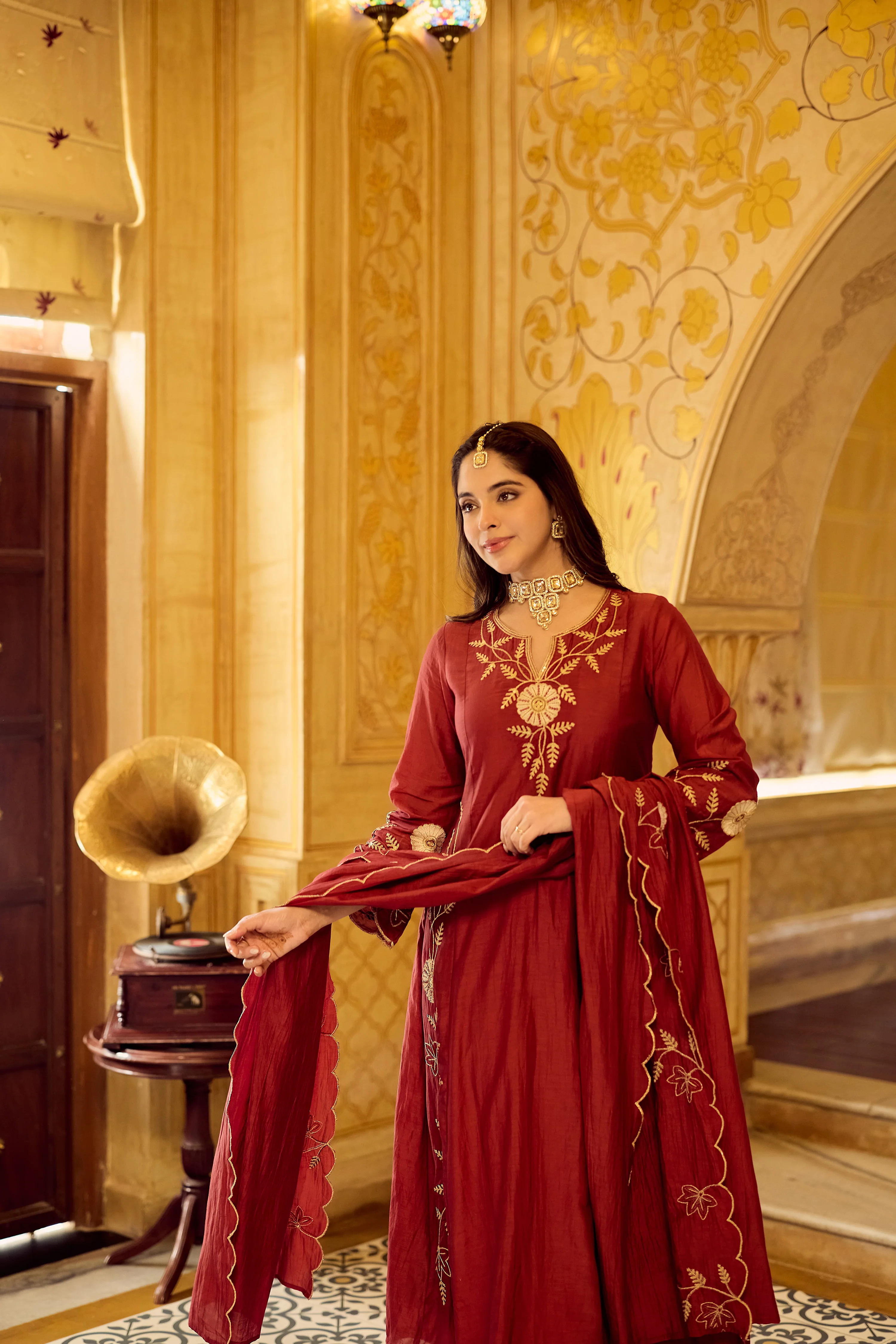 Royal Maroon Chanderi Set - Image 18