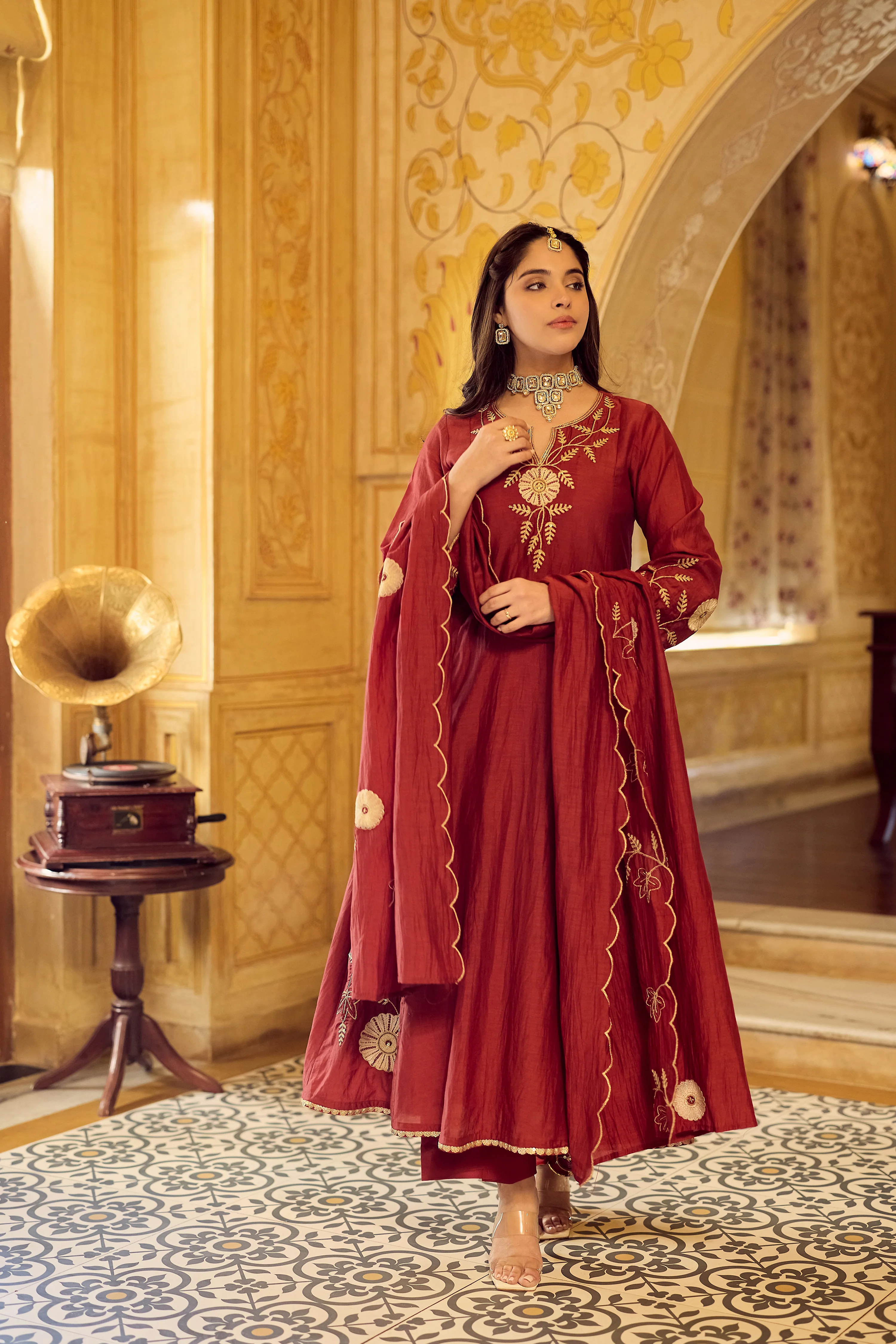 Royal Maroon Chanderi Set - Image 20