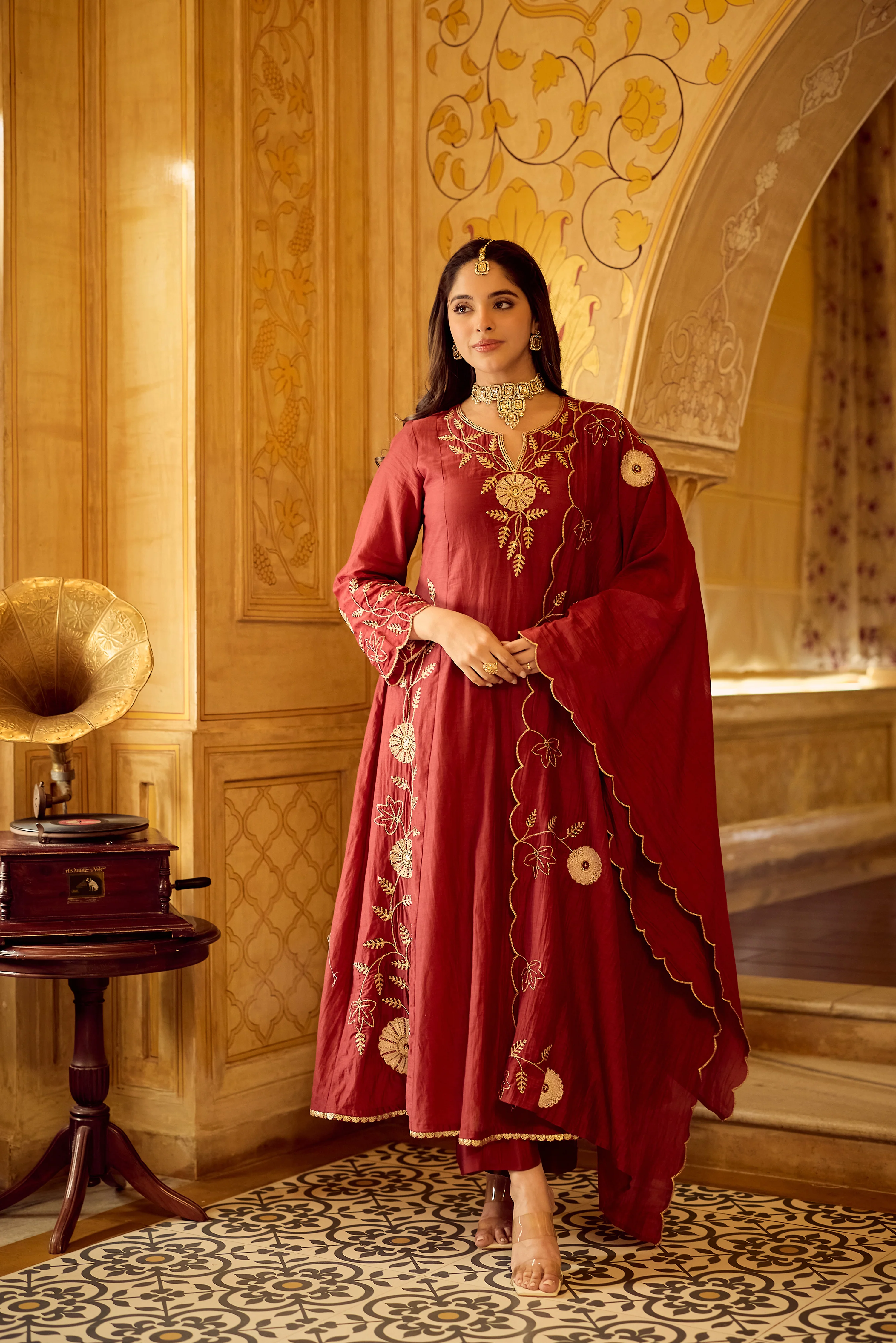 Royal Maroon Chanderi Set - Image 3