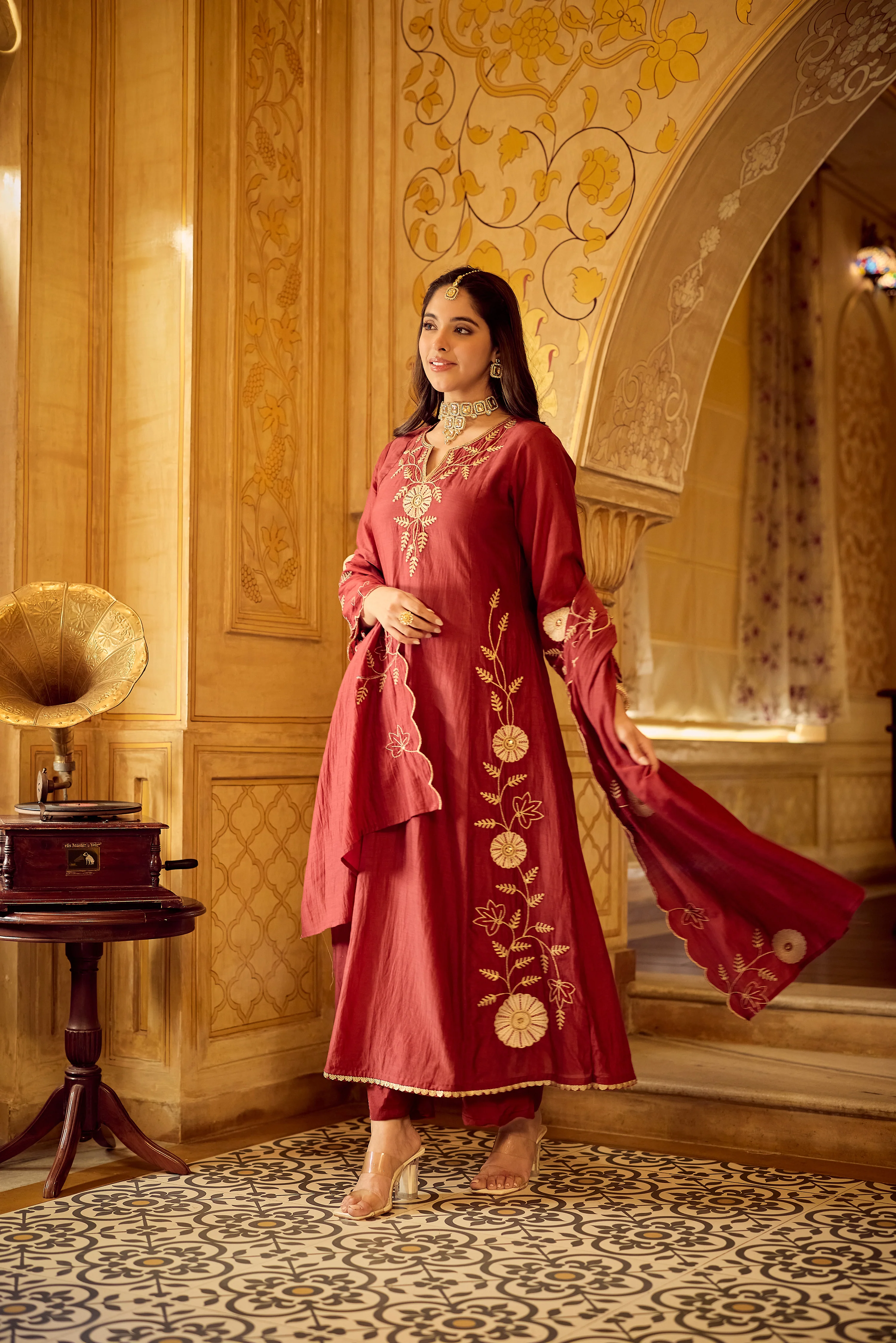 Royal Maroon Chanderi Set - Image 6