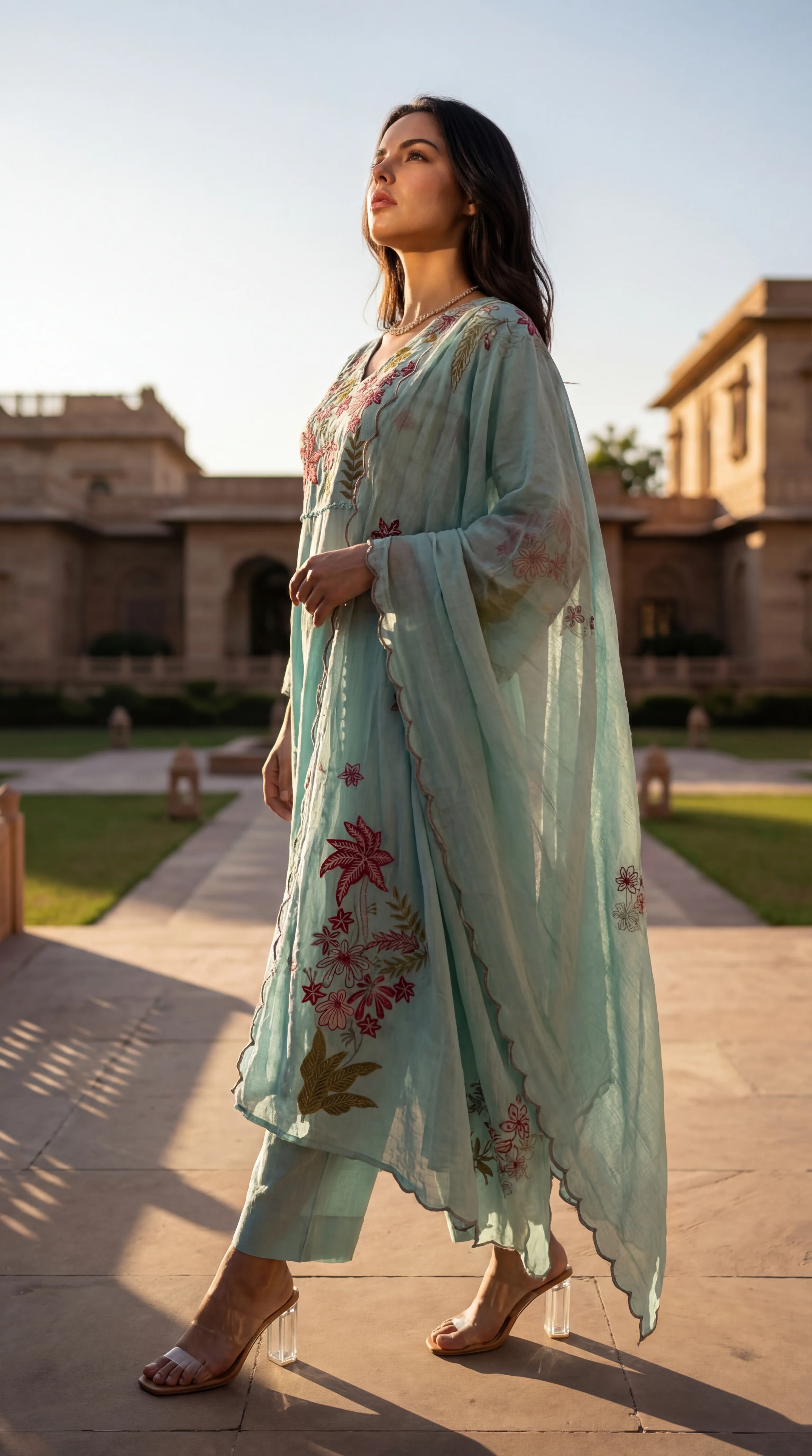 Seafoam Chanderi Suit Set - Image 10