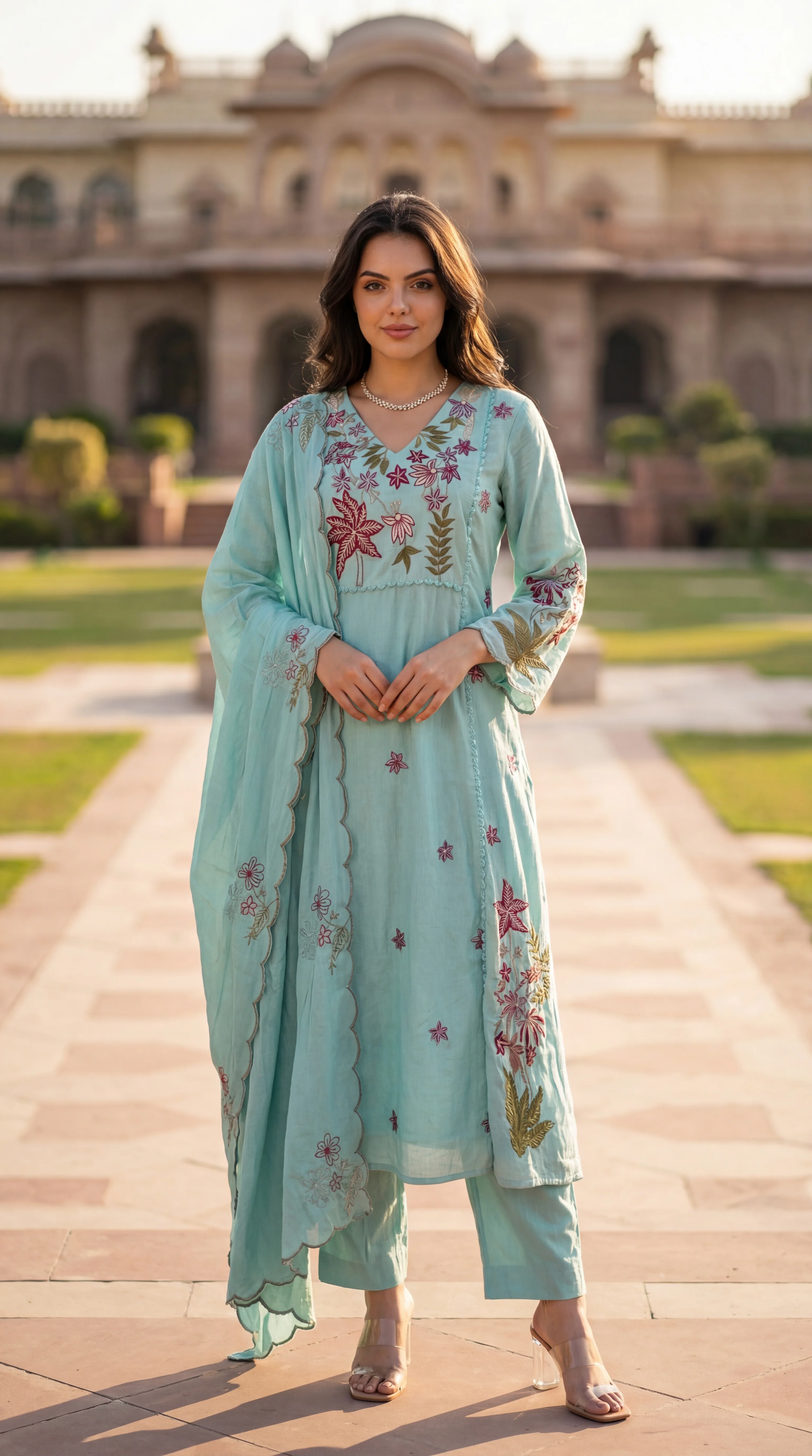 Seafoam Chanderi Suit Set - Image 9