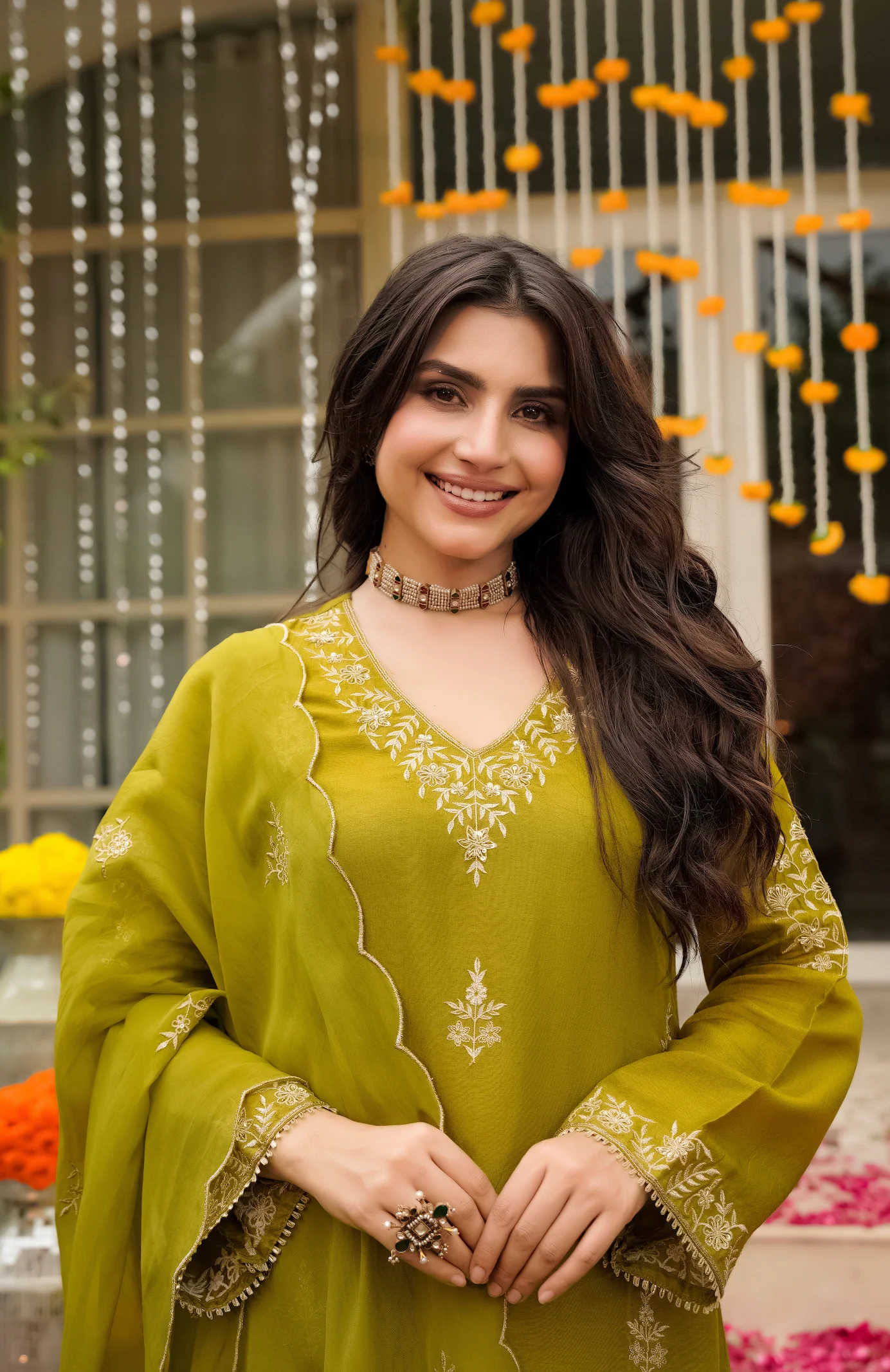 Olive Bloom Pure Russian Silk Suit Set - Image 7